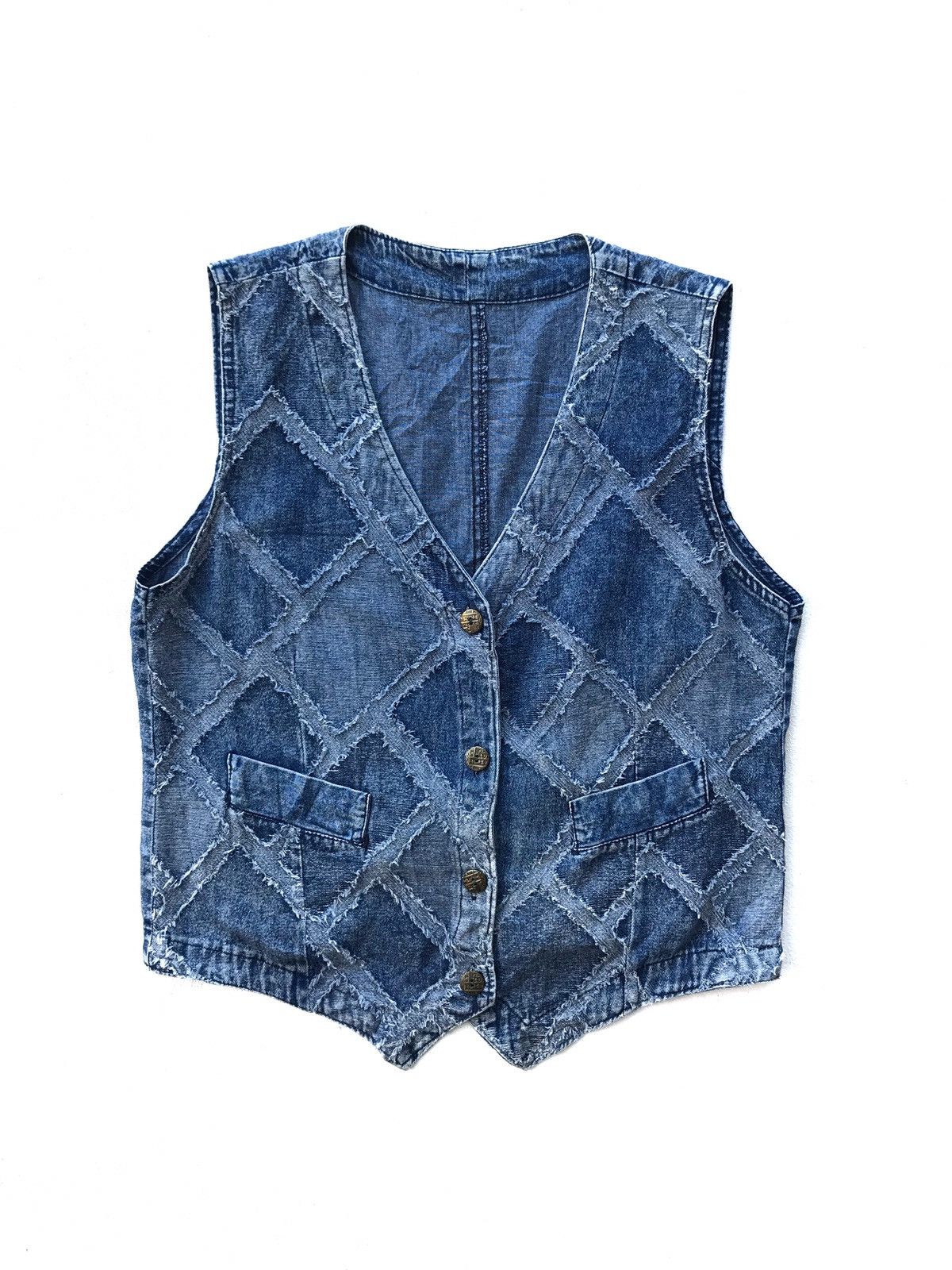 Japanese Brand Custom Boro Patchwork Soft Denim Vest Size US M / EU 48-50 / 2 - 1 Thumbnail