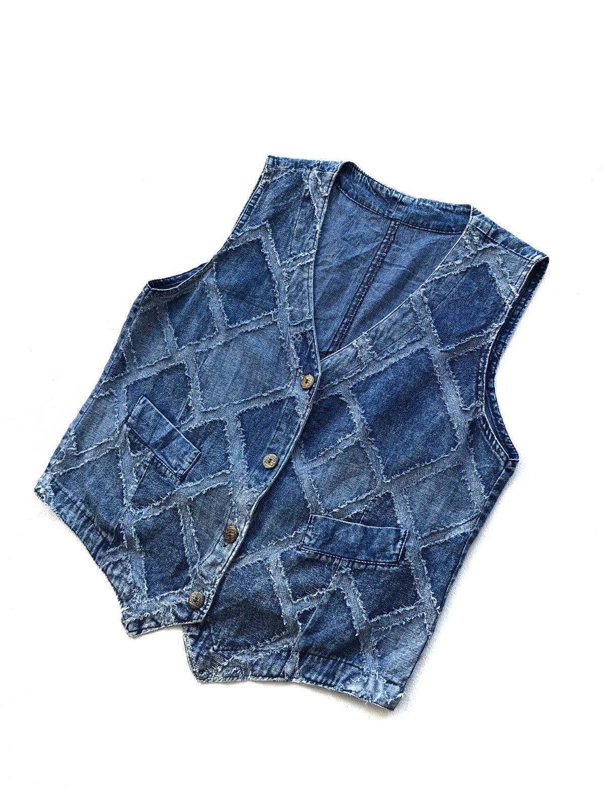 Japanese Brand Custom Boro Patchwork Soft Denim Vest Size US M / EU 48-50 / 2 - 2 Thumbnail
