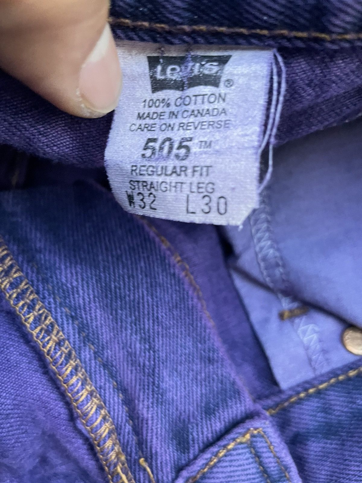 Levi's Vintage 2002 Levis 505 e Purple Dye Faded Denim Size US 31 - 12 Thumbnail