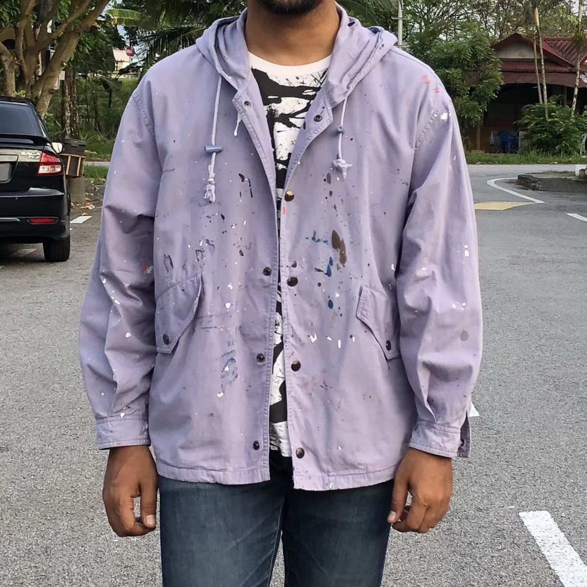 Vintage Sun Faded Upright Colour Painting Hooded Jacket