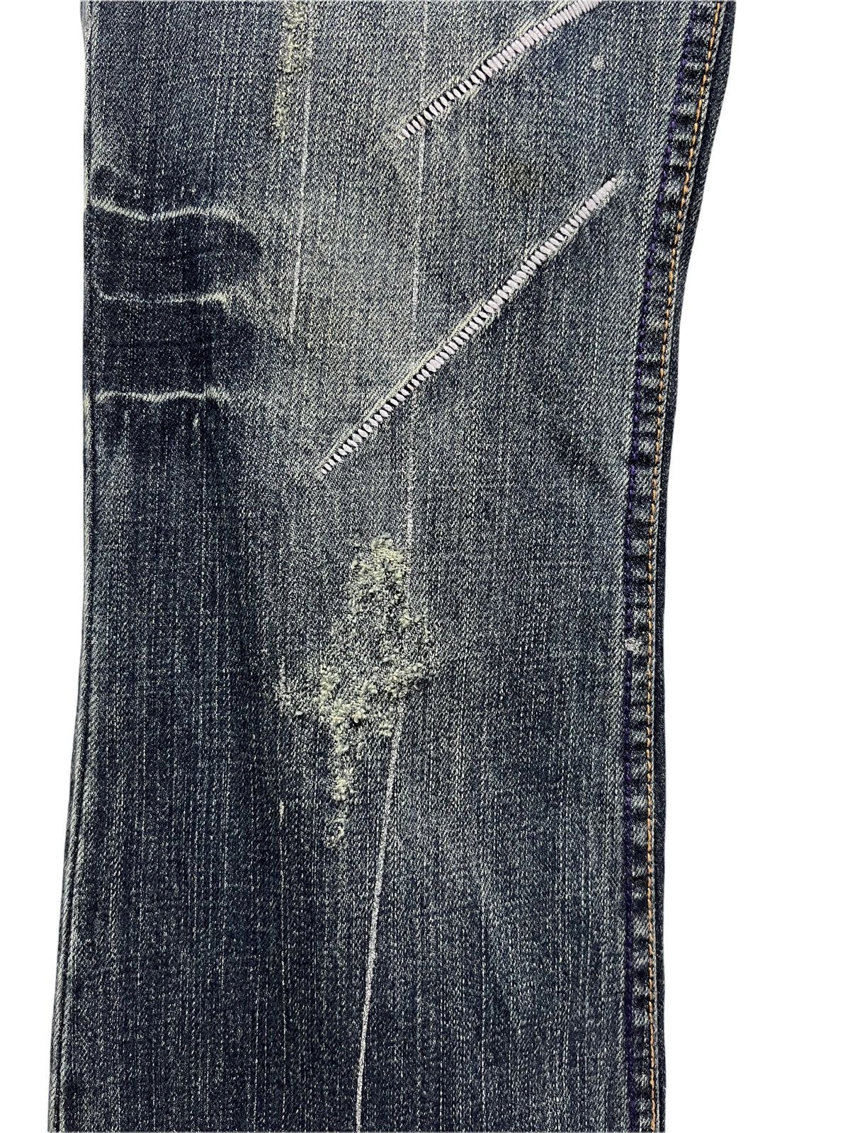 Japanese Brand 🔥ROOT 3 Distressed Sashiko Embroidery Style FLARED Denim Size US 29 - 5 Thumbnail