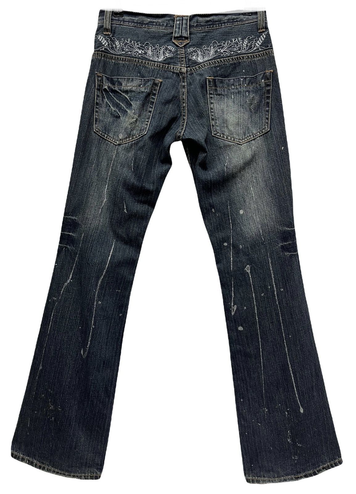 Japanese Brand 🔥ROOT 3 Distressed Sashiko Embroidery Style FLARED Denim Size US 29 - 10 Thumbnail
