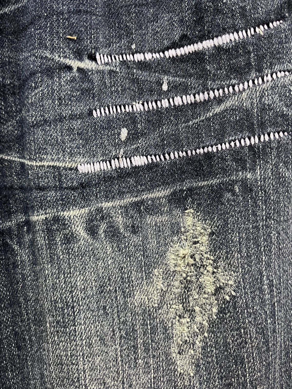 Japanese Brand 🔥ROOT 3 Distressed Sashiko Embroidery Style FLARED Denim Size US 29 - 8 Thumbnail