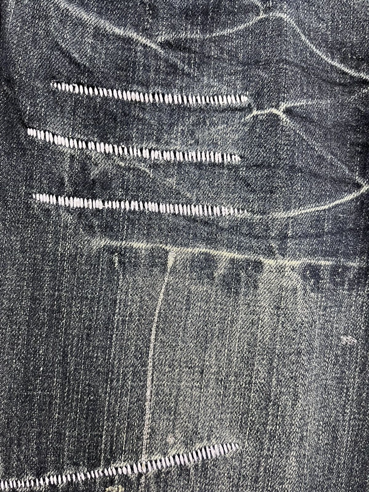 Japanese Brand 🔥ROOT 3 Distressed Sashiko Embroidery Style FLARED Denim Size US 29 - 7 Thumbnail