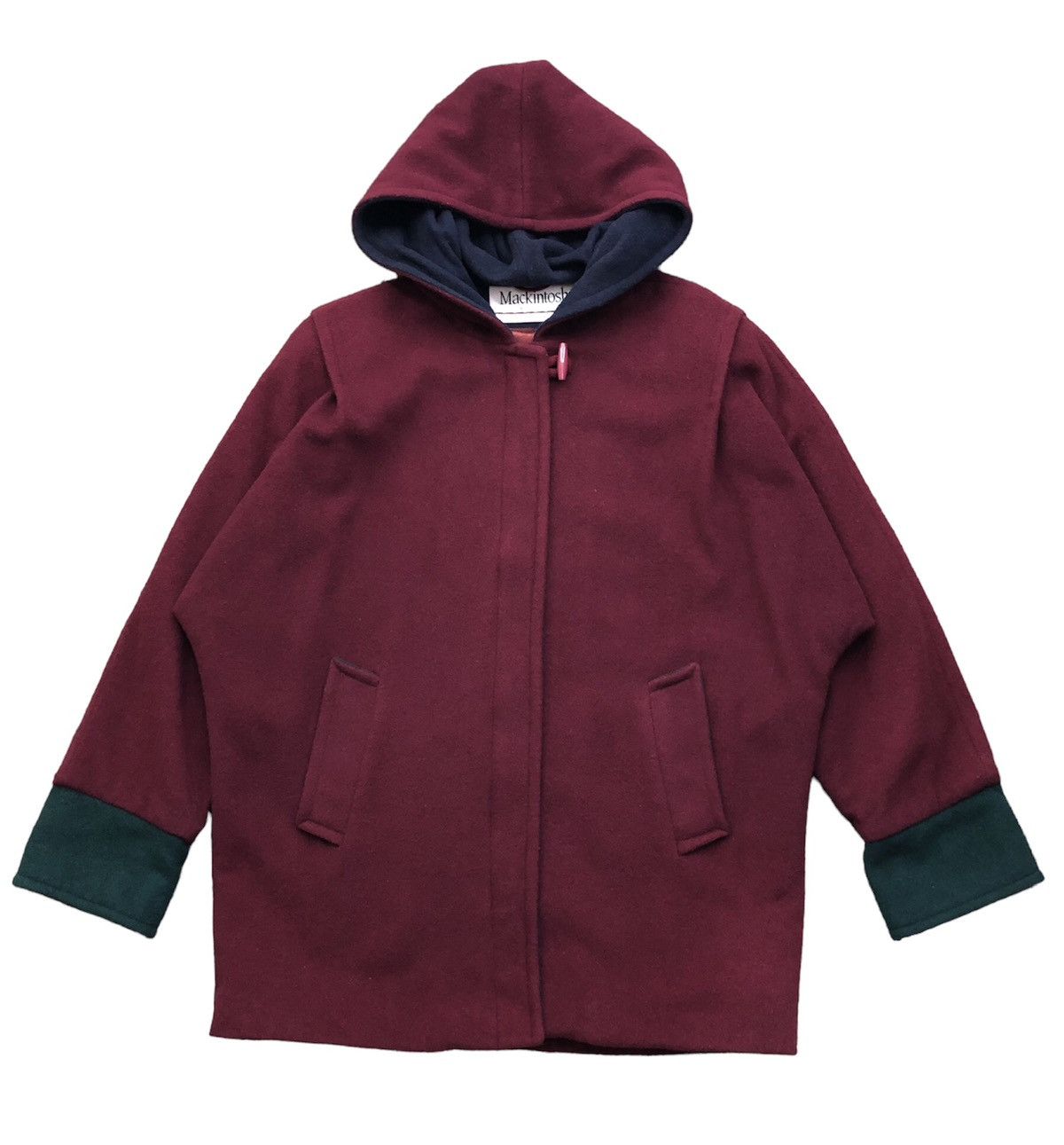 image of Archival Clothing x Mackintosh Vintage Mackintosh New England Maroon Wool Coat Jacket (Size XL)