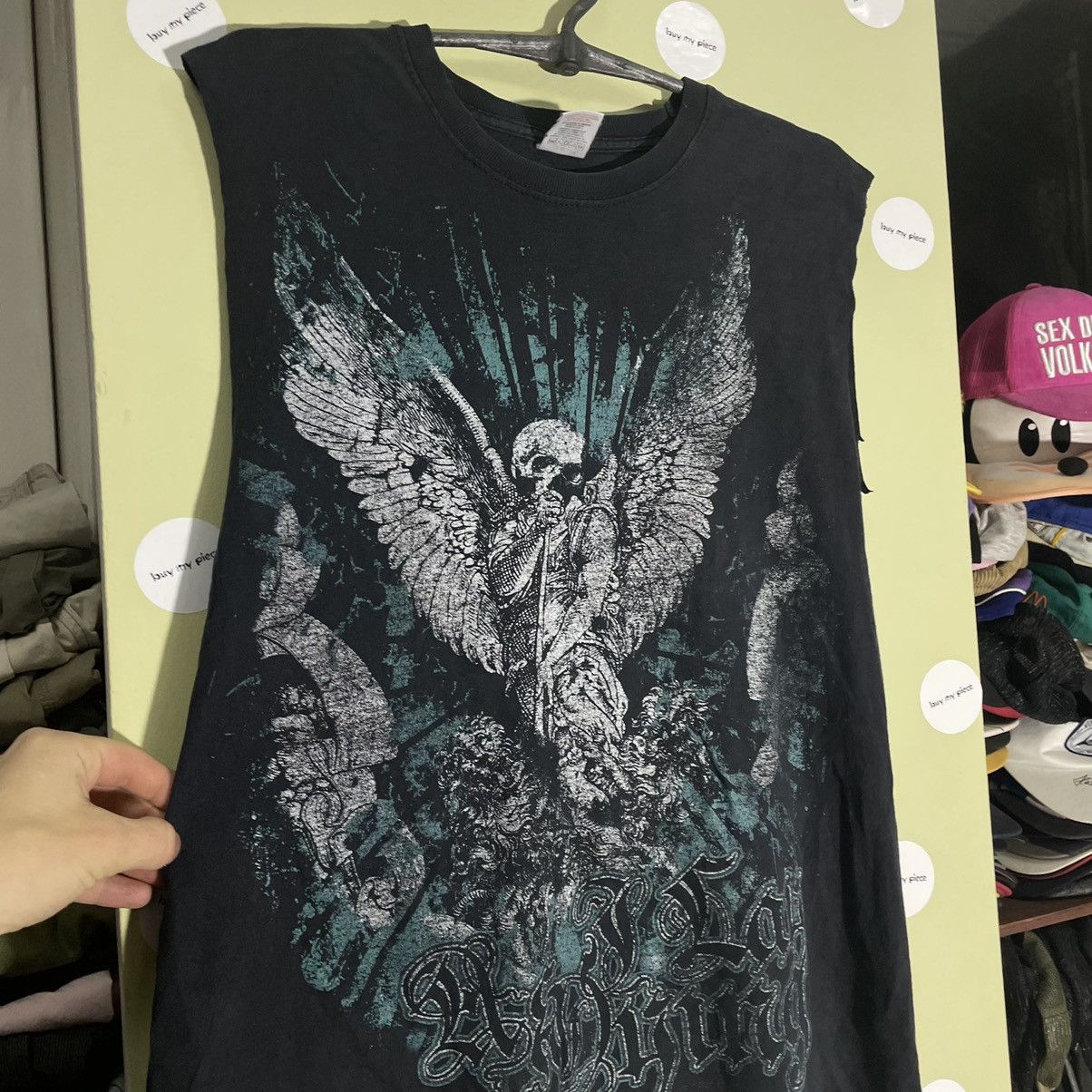Vintage Vintage Y2K Goth Skull Graphic Sleeveless Tee Black Faded L Size US L / EU 52-54 / 3 - 6 Thumbnail