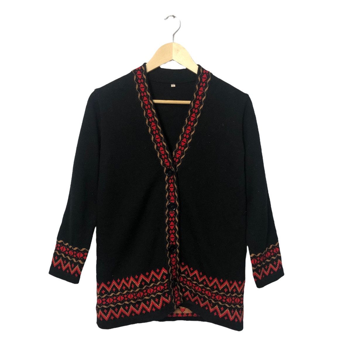 image of Aran Isles Knitwear x Cardigan Vintage Unbranded Button Ups Knitwear Cardigan in Black (Size Small)