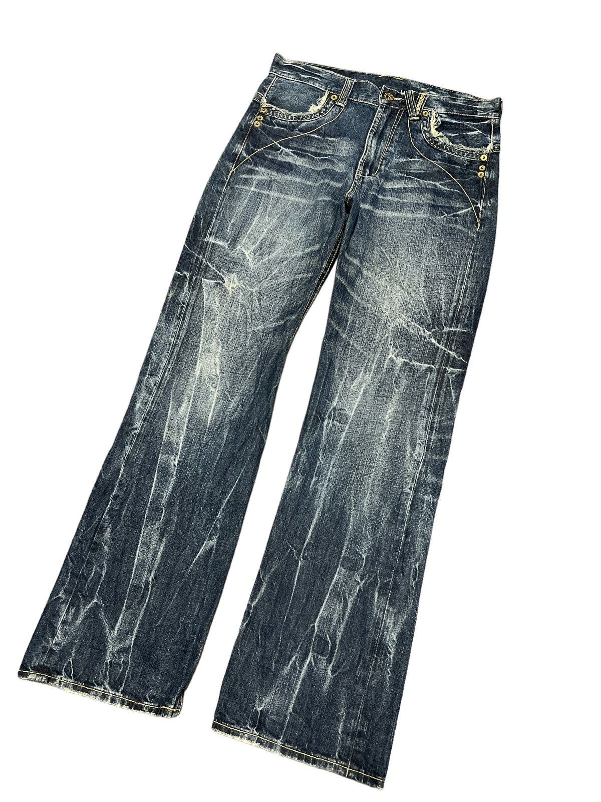 Japanese Brand × Vintage FLARED💥UNKNOWN BRAND DISTRESSED DENIM PANT Size US 33 - 5 Thumbnail