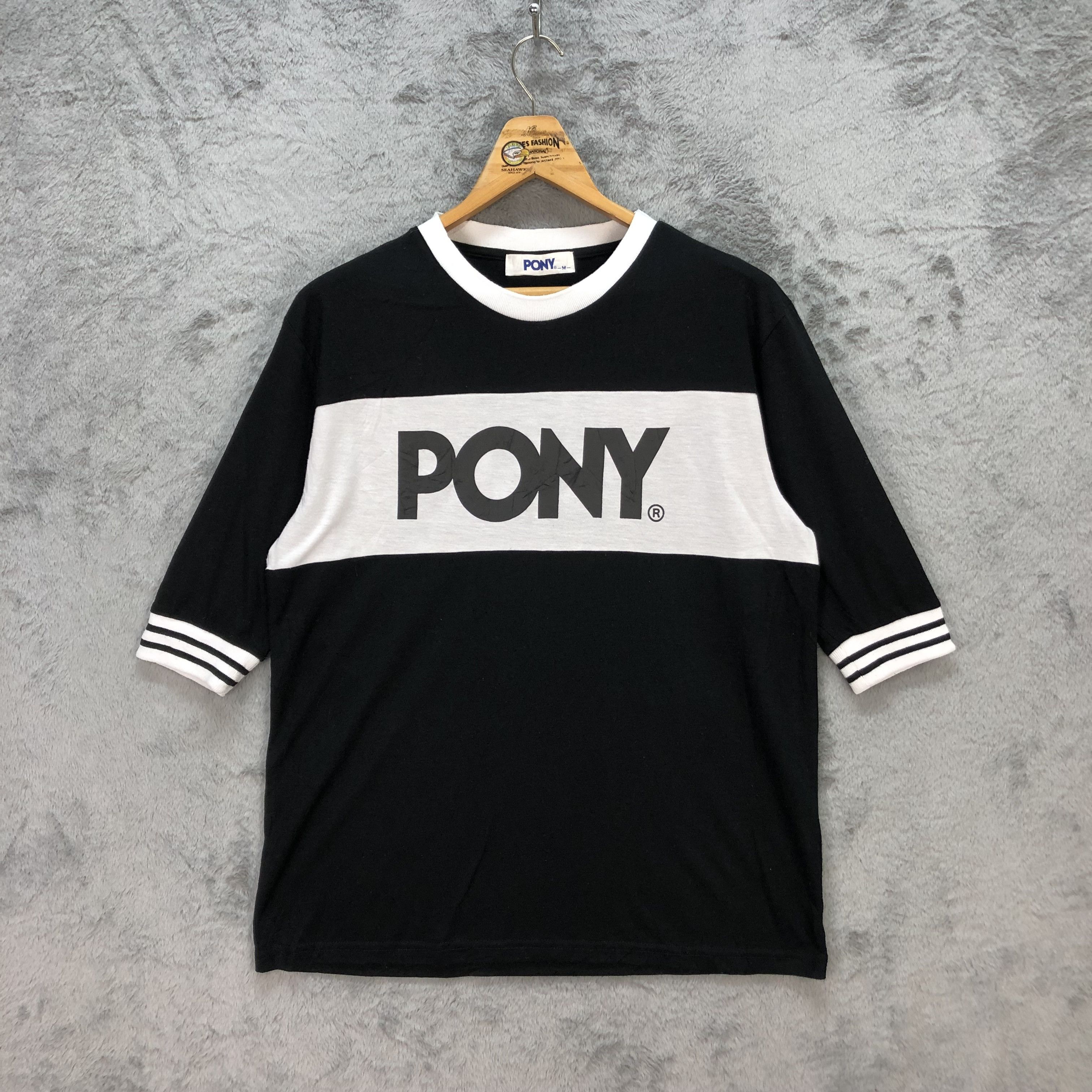PONY PONY Big Logo Quarter Sleeve Ringer Tees #5707-203 Size US M / EU 48-50 / 2 - 1 Thumbnail