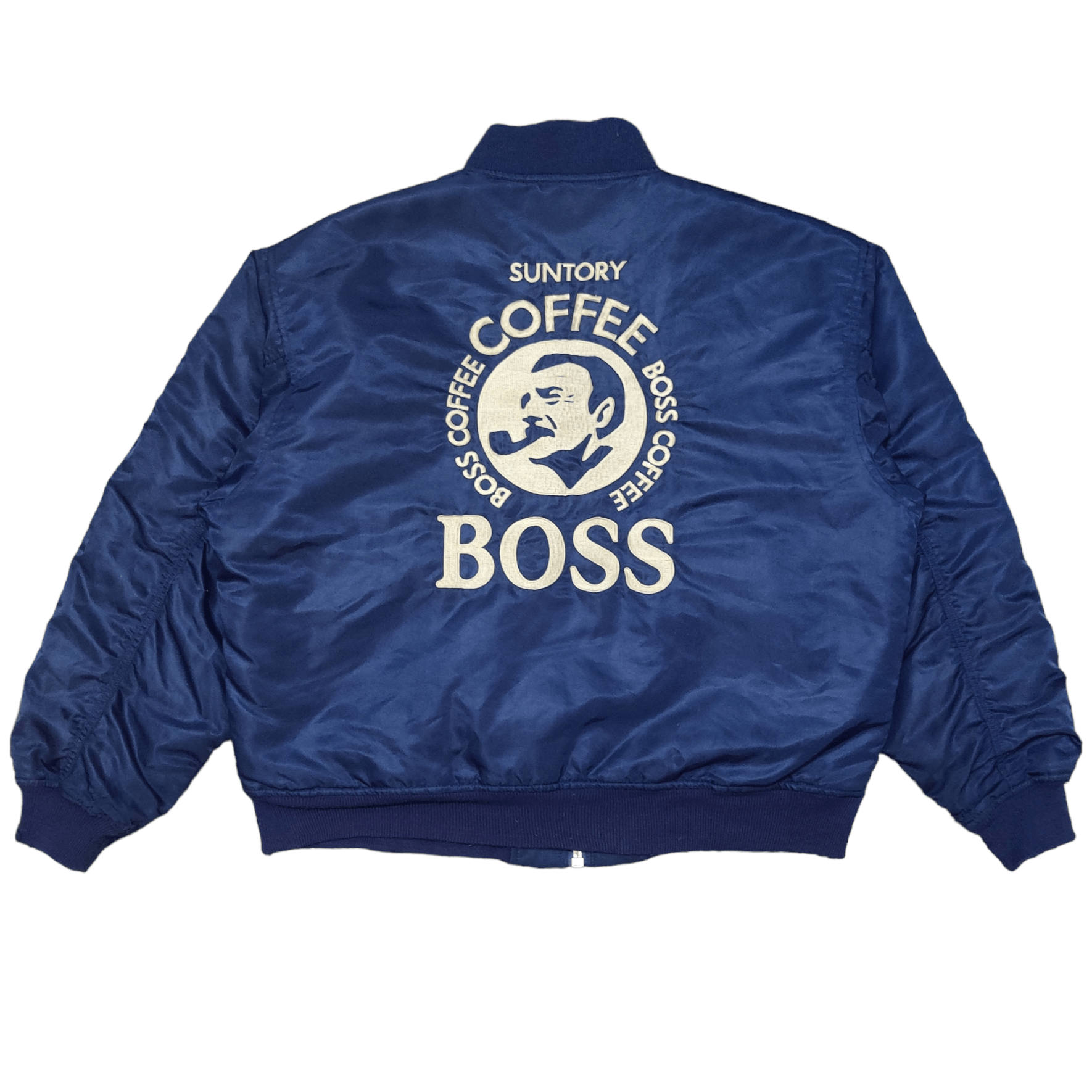 image of Best Offer Vintage Suntory Cofee Boss Bomber Jacket in Blue, Men's (Size Large)