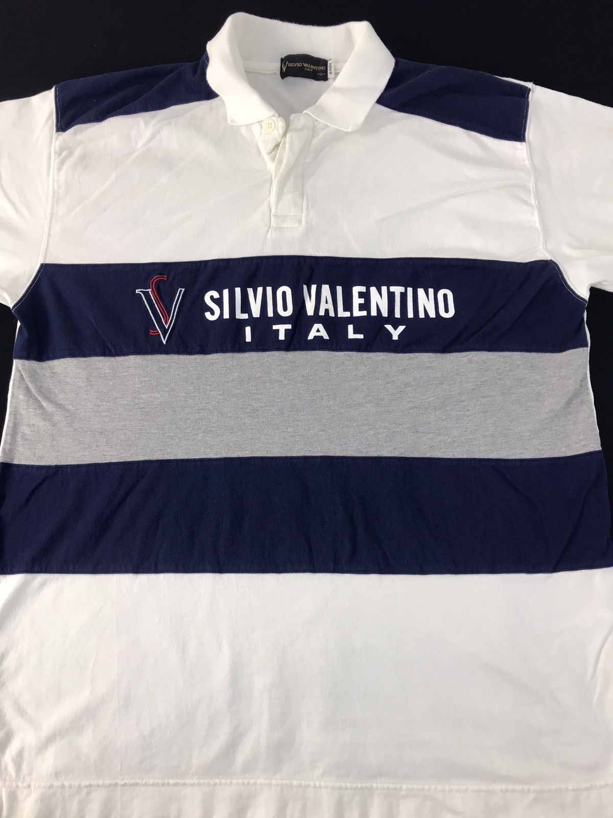 Valentino × Vintage Silvio Valentino Italy Polo Tee T-shirt Striped Block Design Size US L / EU 52-54 / 3 - 3 Thumbnail