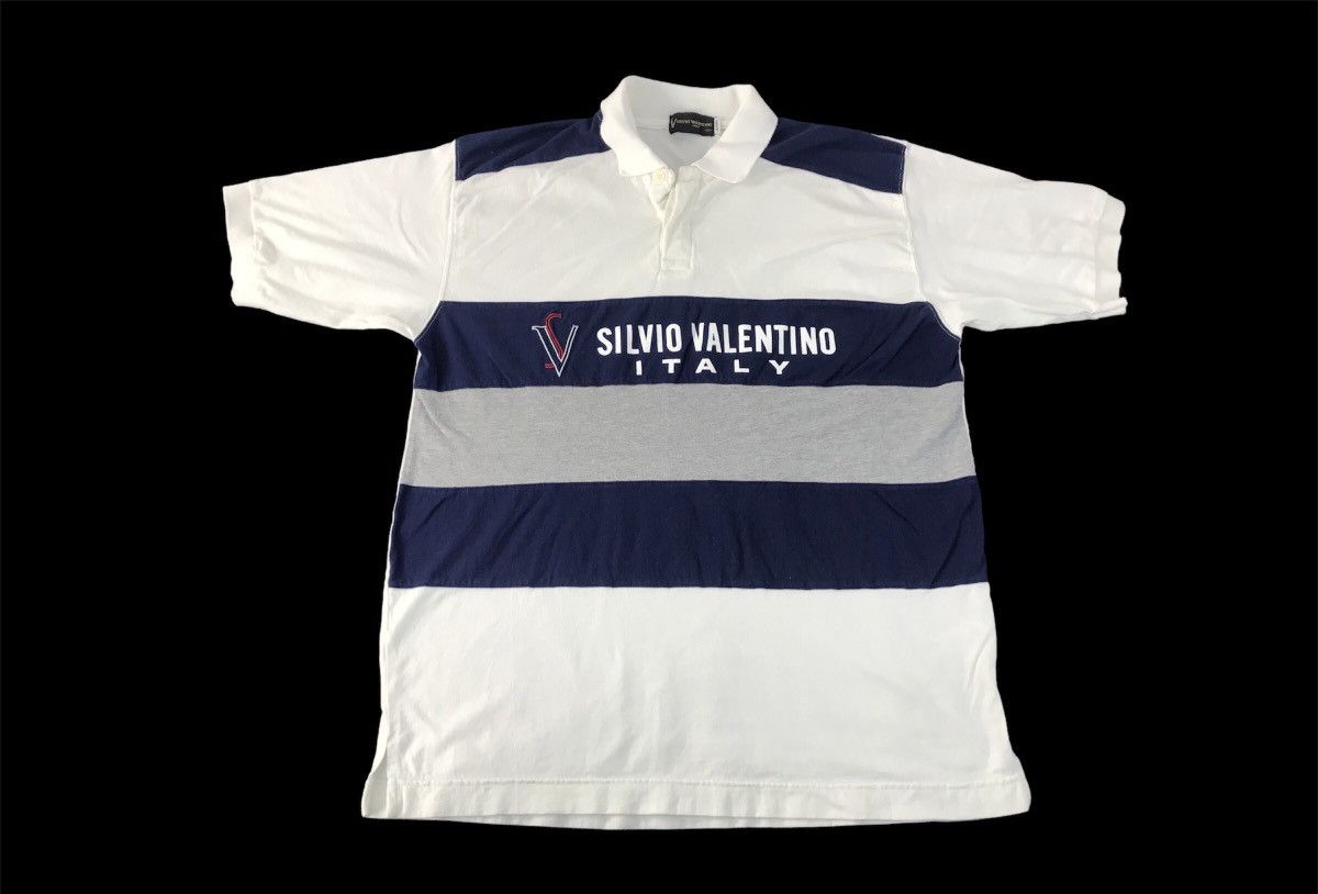 Valentino × Vintage Silvio Valentino Italy Polo Tee T-shirt Striped Block Design Size US L / EU 52-54 / 3 - 1 Thumbnail