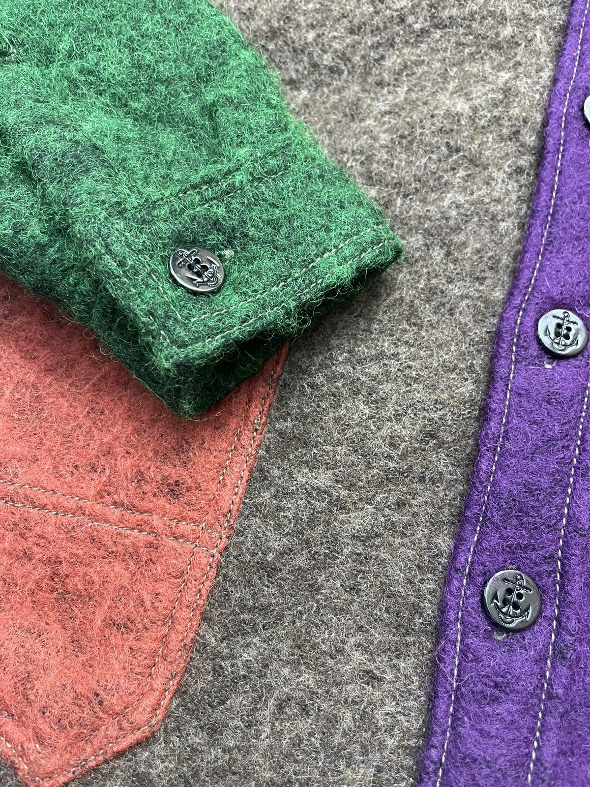 go slow caravan Colorblock Wool Cupra Patchwork Shirts Size US S / EU 44-46 / 1 - 10 Thumbnail
