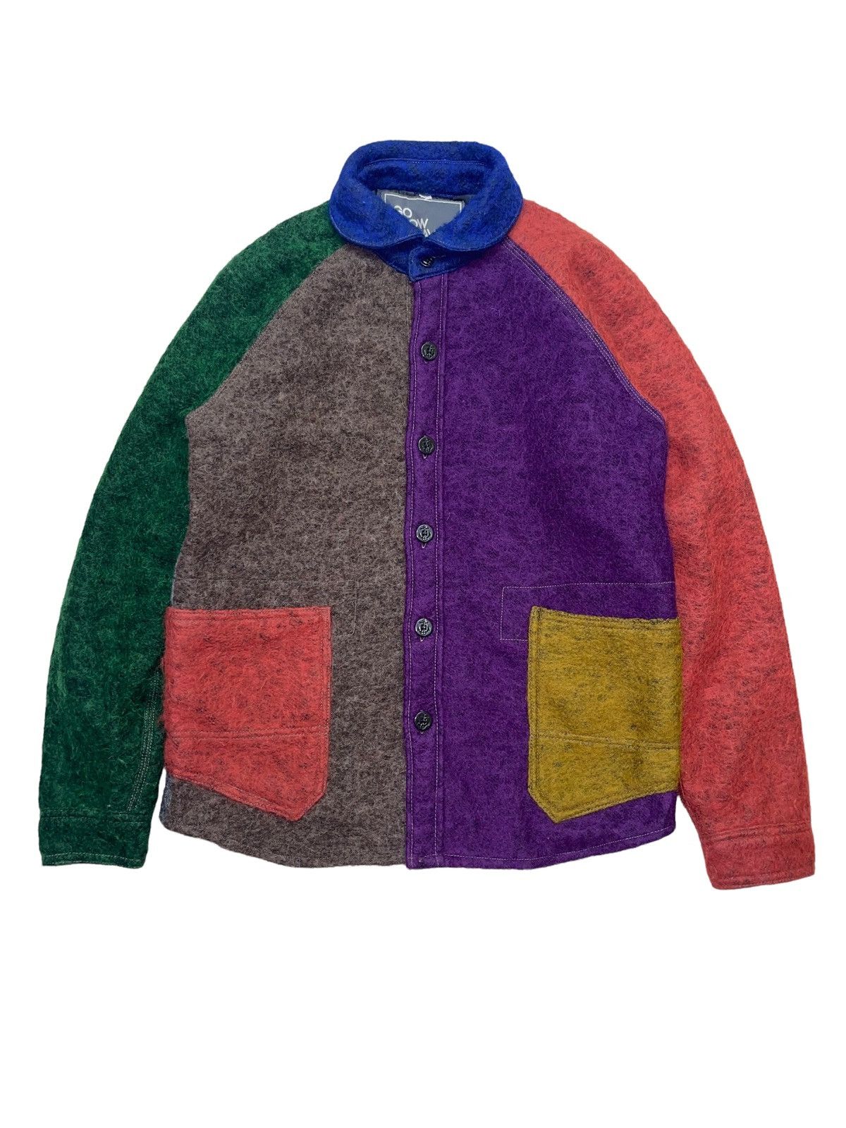 image of Go Slow Caravan Colorblock Wool Cupra Patchwork Shirts, Men's (Size Small)