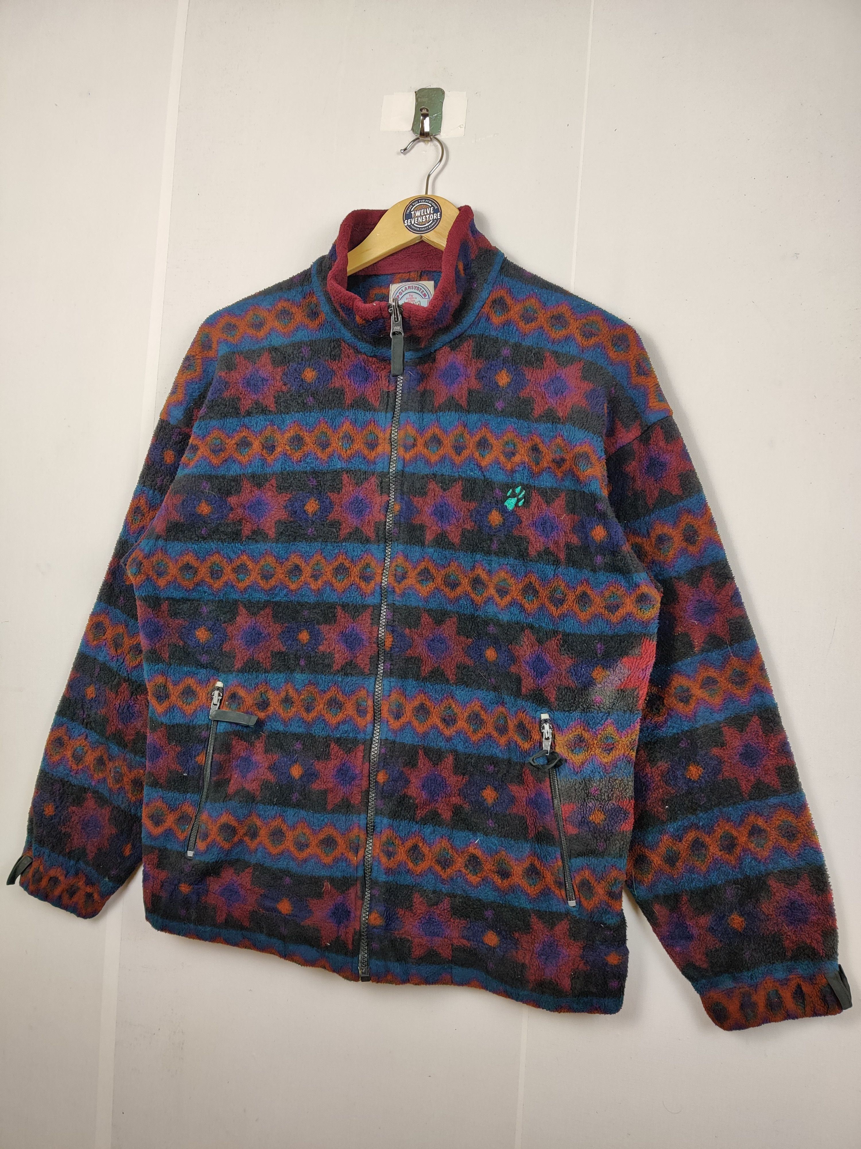 Jack Wolfskin Vintage 90's Jack Wolfskin Geometric Aztech Fleece Jacket Size US L / EU 52-54 / 3 - 2 Thumbnail