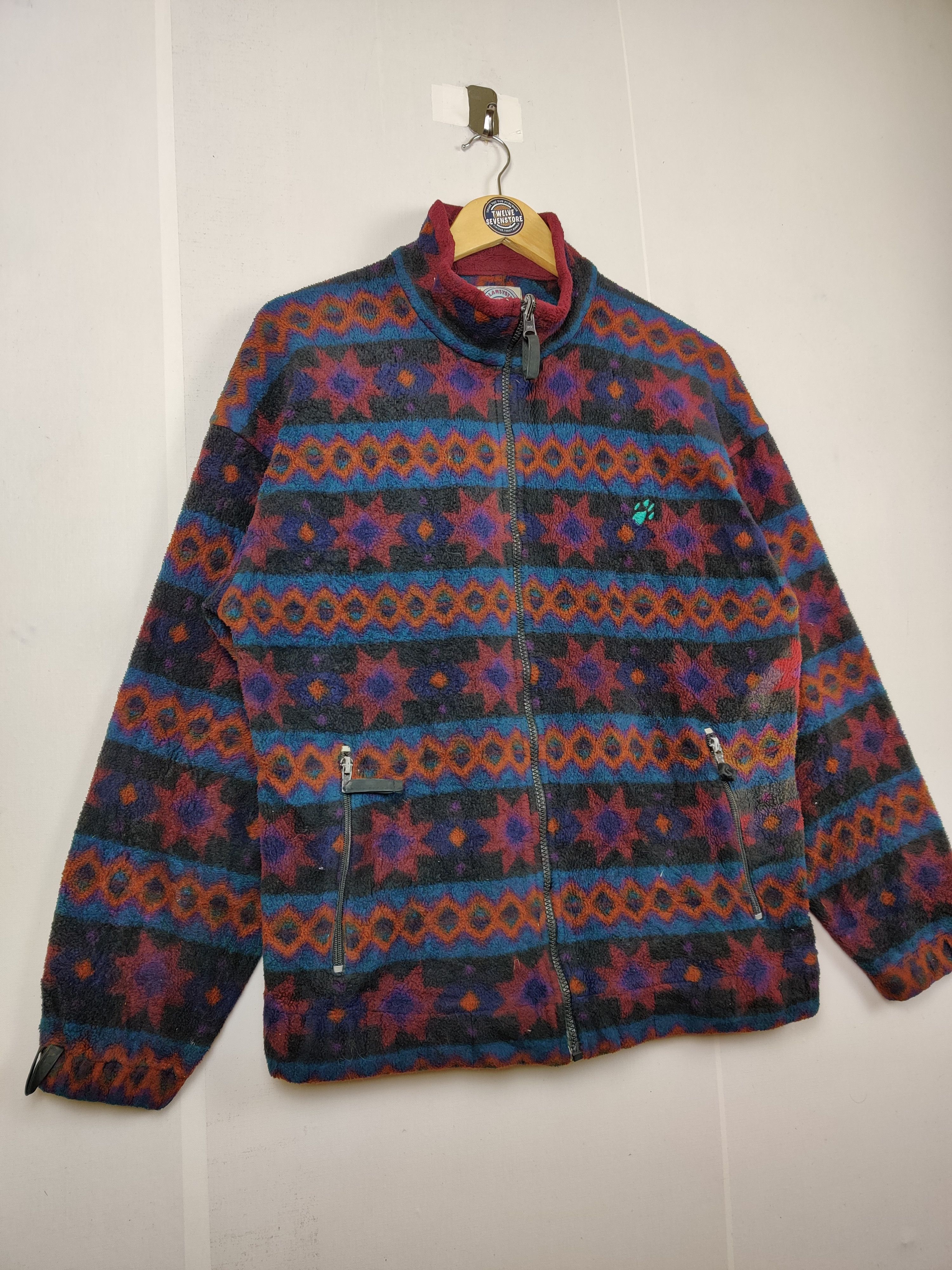 Jack Wolfskin Vintage 90's Jack Wolfskin Geometric Aztech Fleece Jacket Size US L / EU 52-54 / 3 - 4 Thumbnail
