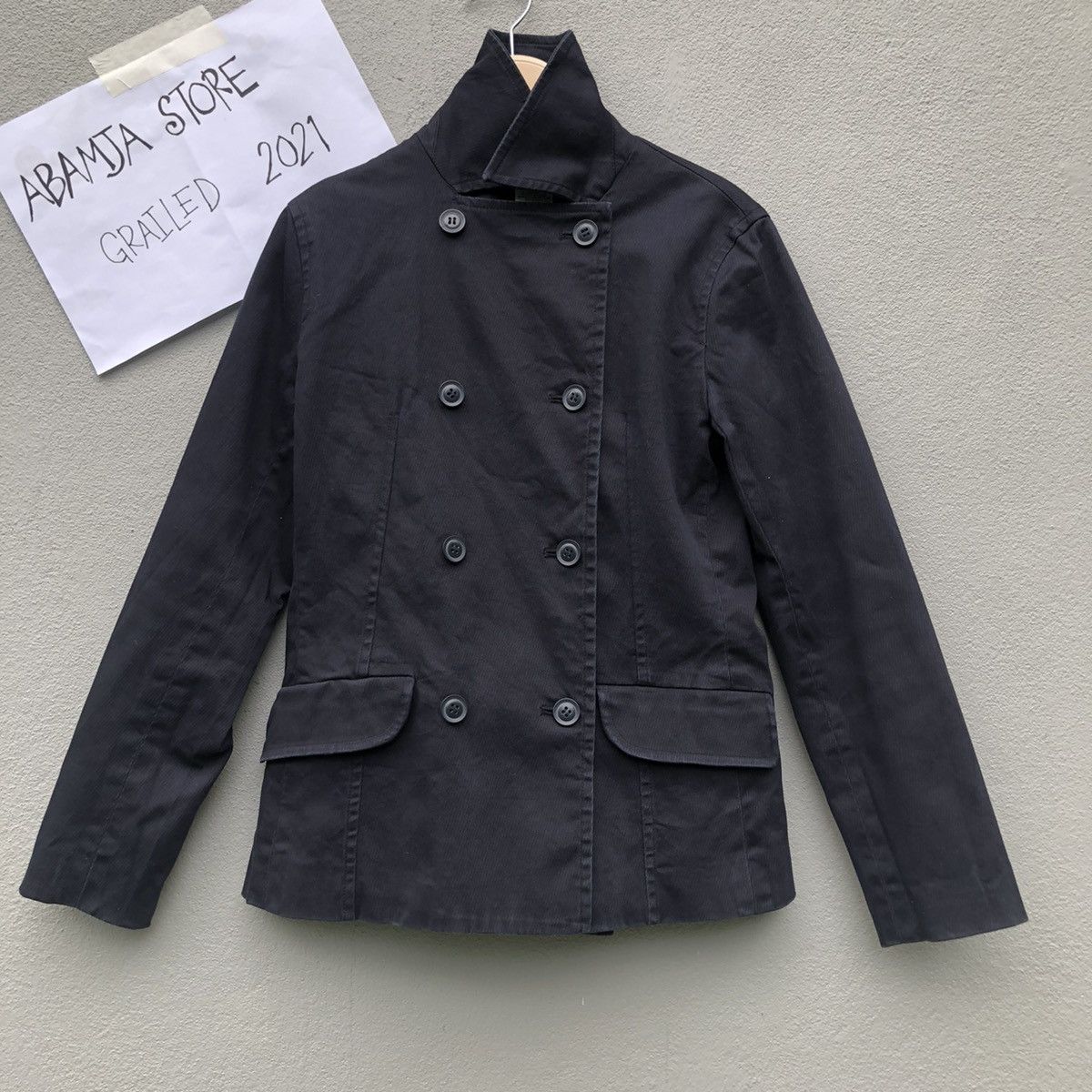 image of Vintage Boogie Woogie Basic Double Breast Blazer Coat Jacket in Dark Blue, Women's (Size XS)