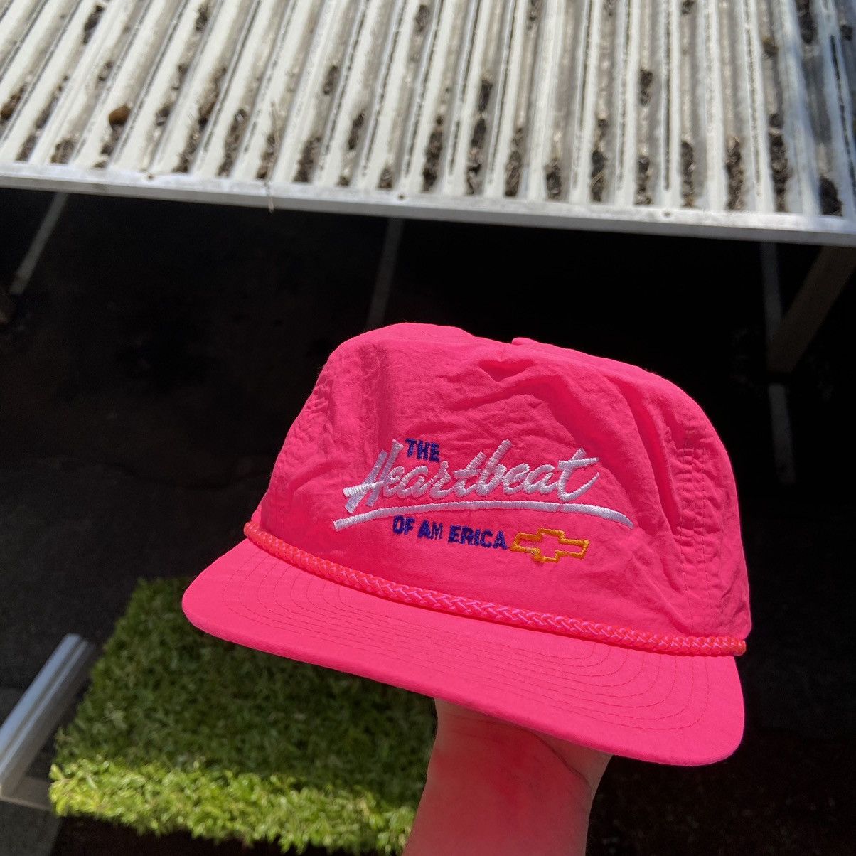 Chevrolet × Vintage Vintage 80s Chevrolet The Heartbeat Of America Pink Cap Size ONE SIZE - 2 Thumbnail