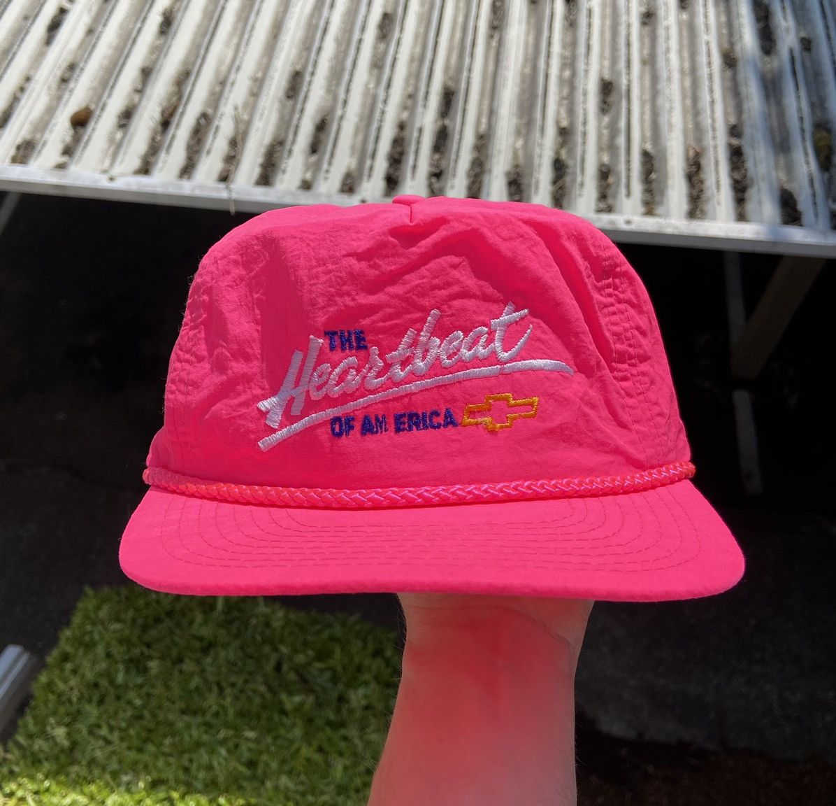 Chevrolet × Vintage Vintage 80s Chevrolet The Heartbeat Of America Pink Cap Size ONE SIZE - 1 Thumbnail