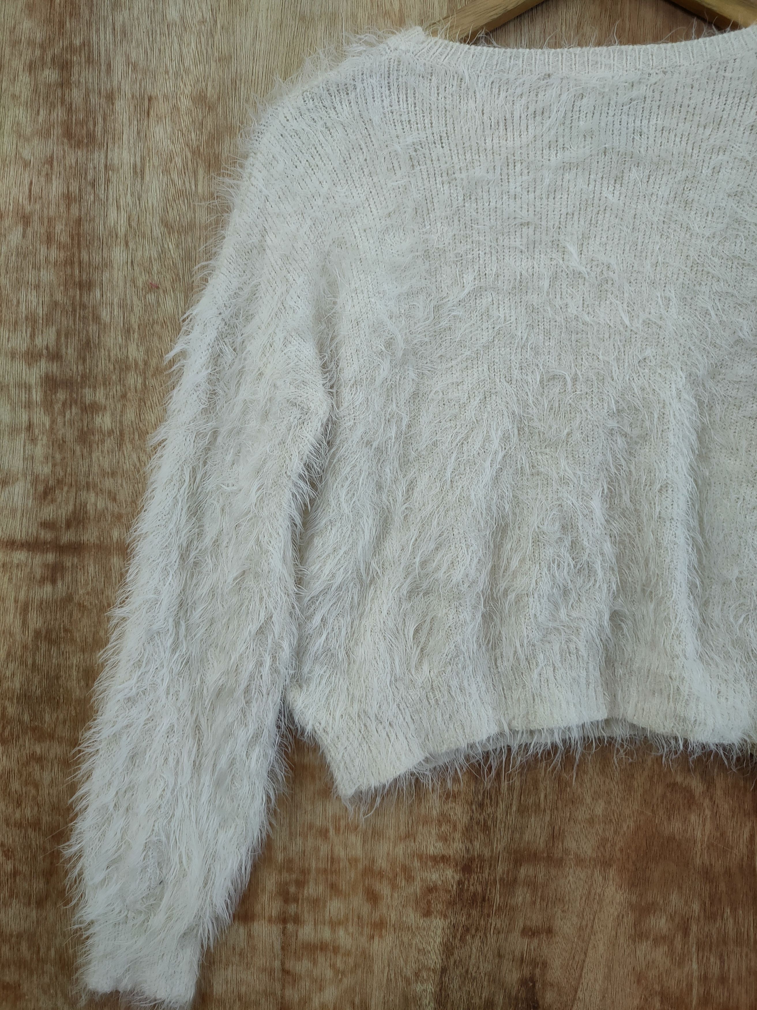 Homespun Knitwear DL Igni white mohair fur knitwear shag shaggy #46-440 Size S / US 4 / IT 40 - 8 Thumbnail