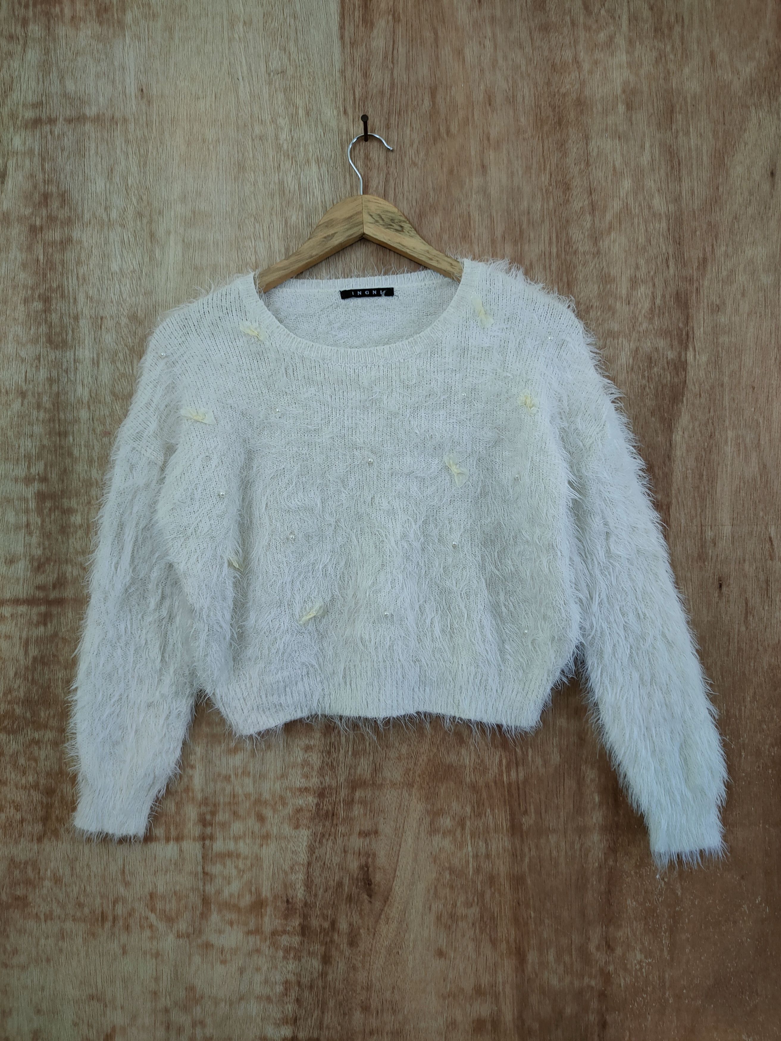 Homespun Knitwear DL Igni white mohair fur knitwear shag shaggy #46-440 Size S / US 4 / IT 40 - 1 Thumbnail