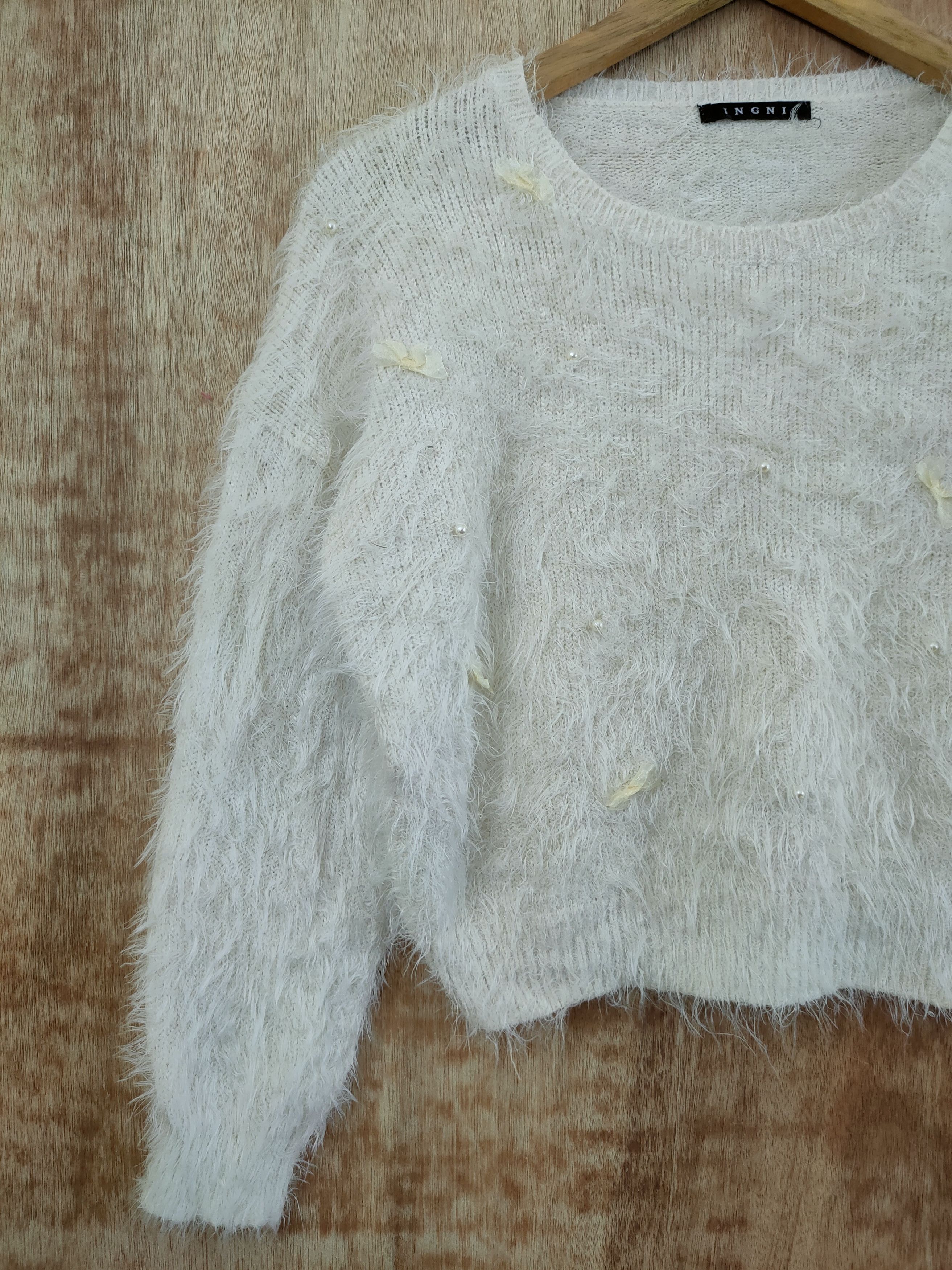 Homespun Knitwear DL Igni white mohair fur knitwear shag shaggy #46-440 Size S / US 4 / IT 40 - 2 Thumbnail