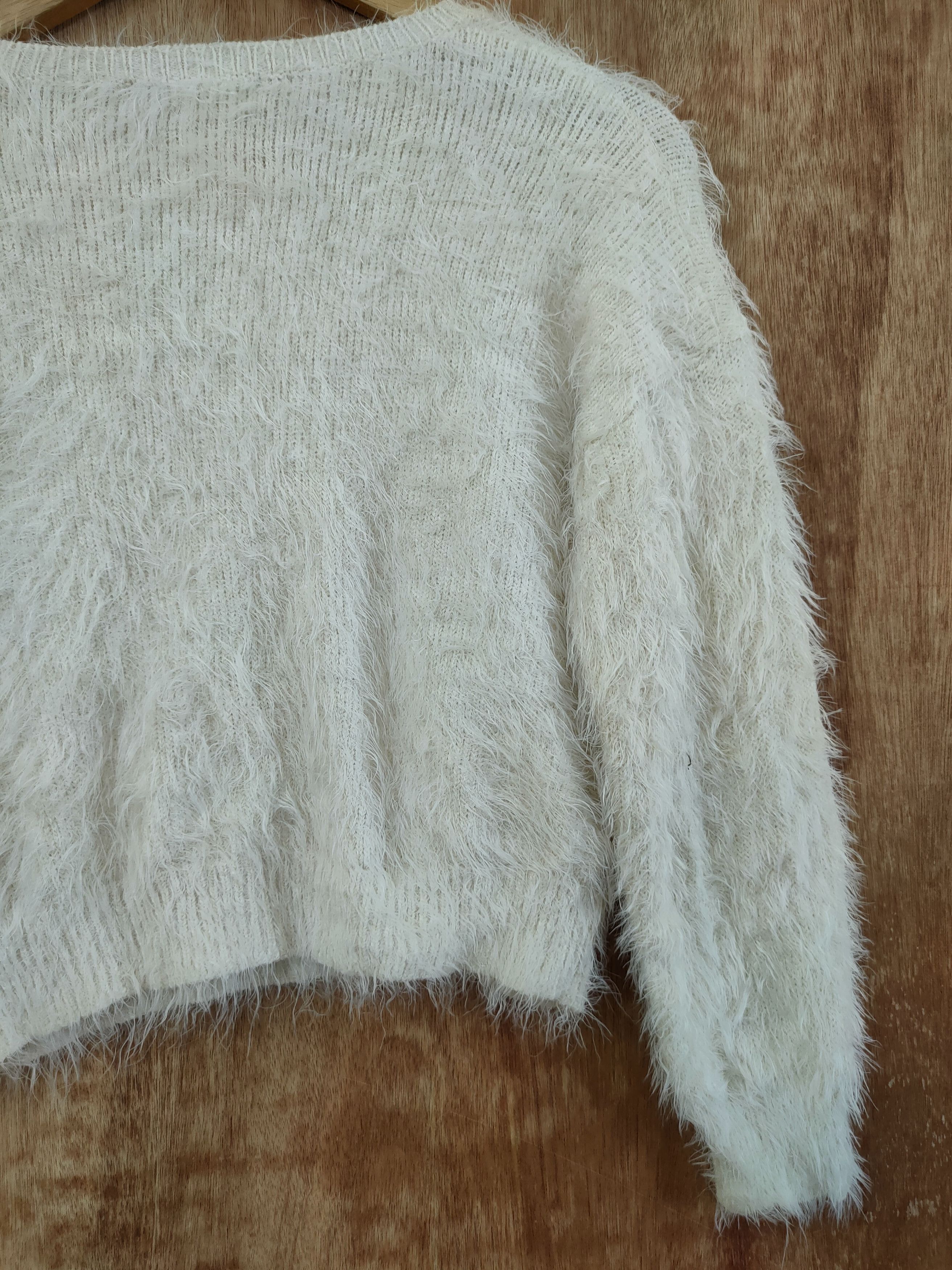 Homespun Knitwear DL Igni white mohair fur knitwear shag shaggy #46-440 Size S / US 4 / IT 40 - 9 Thumbnail
