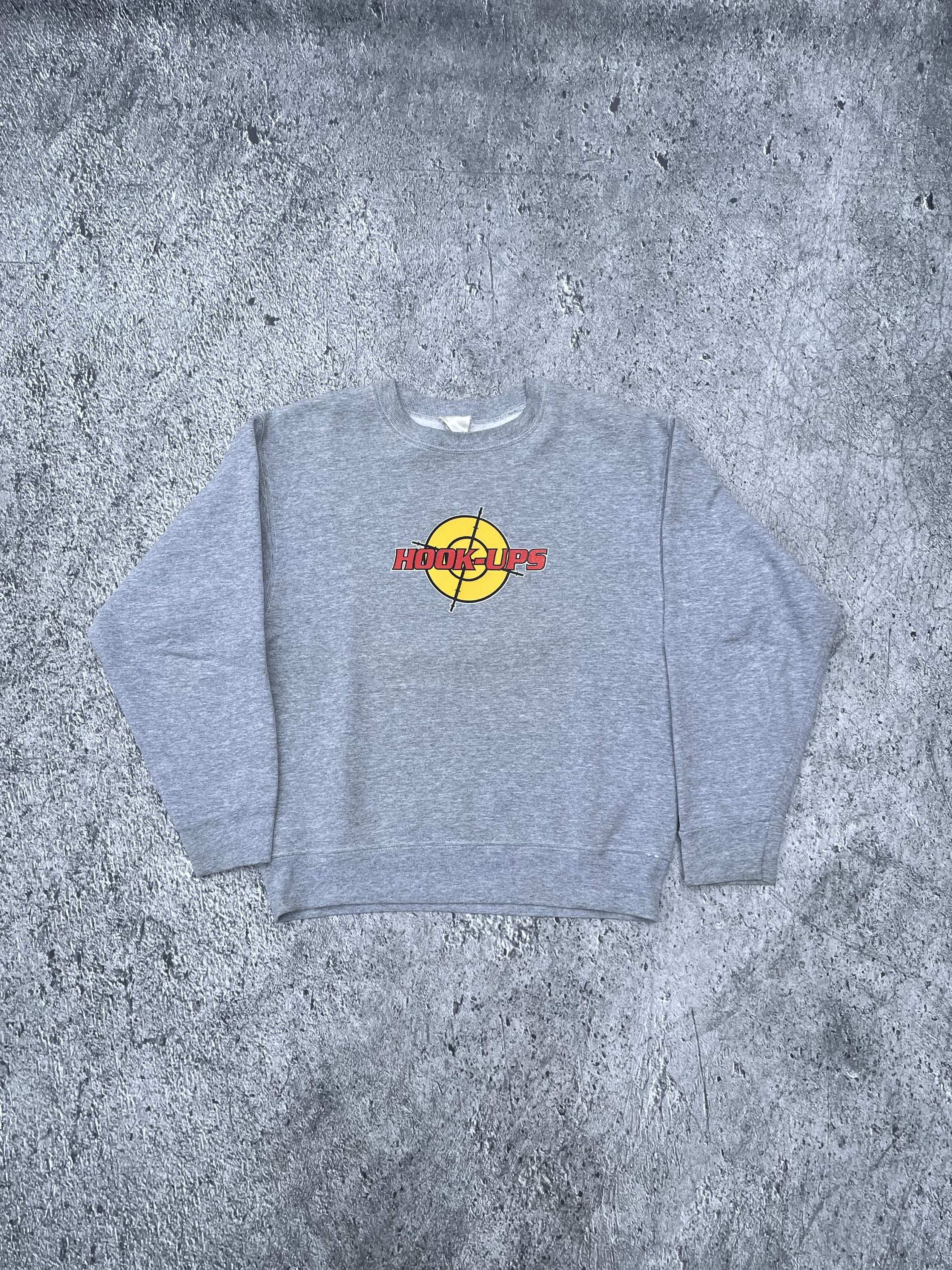 image of 90's Hook Ups Skateboards Skate Sweatshirt in Grey, Men's (Size Medium)