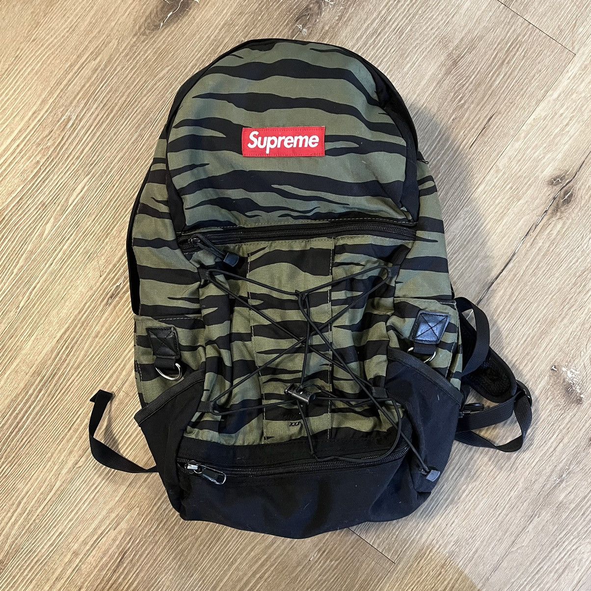 image of Supreme X Cross Xxx - Zebra Camo Backpack (Ss11) - Olive in Green, Men's