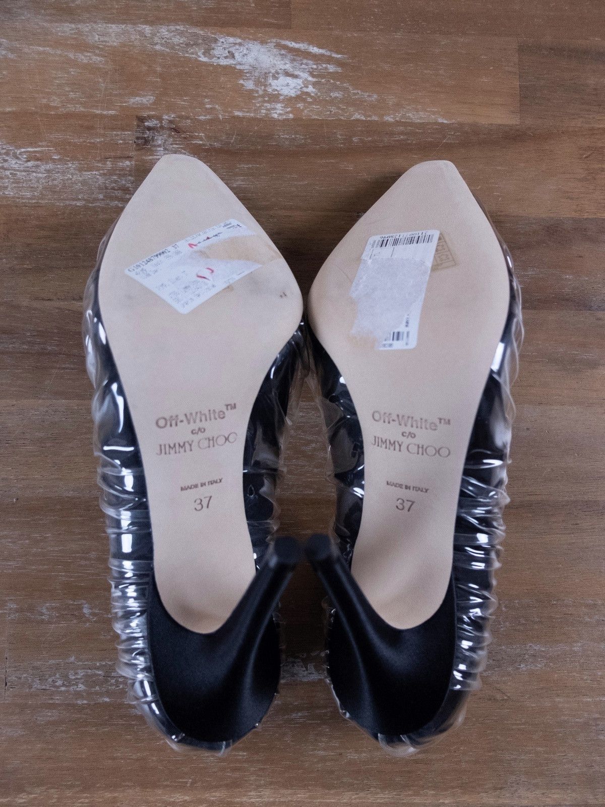 Jimmy Choo × Off-White JIMMY CHOO x OFF-WHITE Anne black satin fabric PVC pumps 37 Size US 7 / IT 37 - 6 Thumbnail