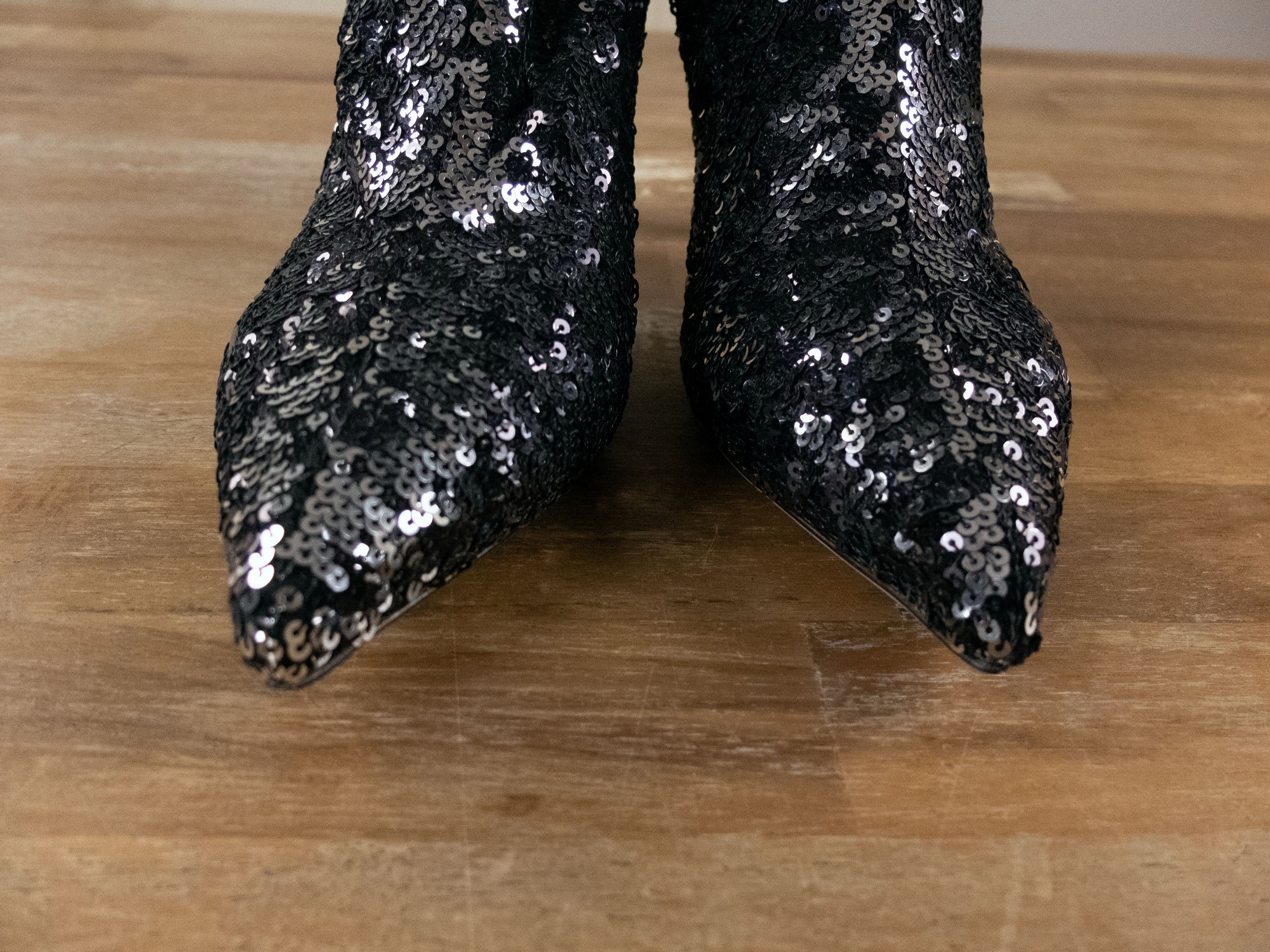 Valentino VALENTINO Liquid Metal Glow silver sequin ankle sock boots Size US 8.5 / IT 38.5 - 3 Thumbnail