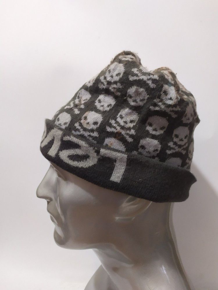 image of Level Japan Fullprint Skull Skeleton Punk Bondage Hats in Gum White Skull, Men's