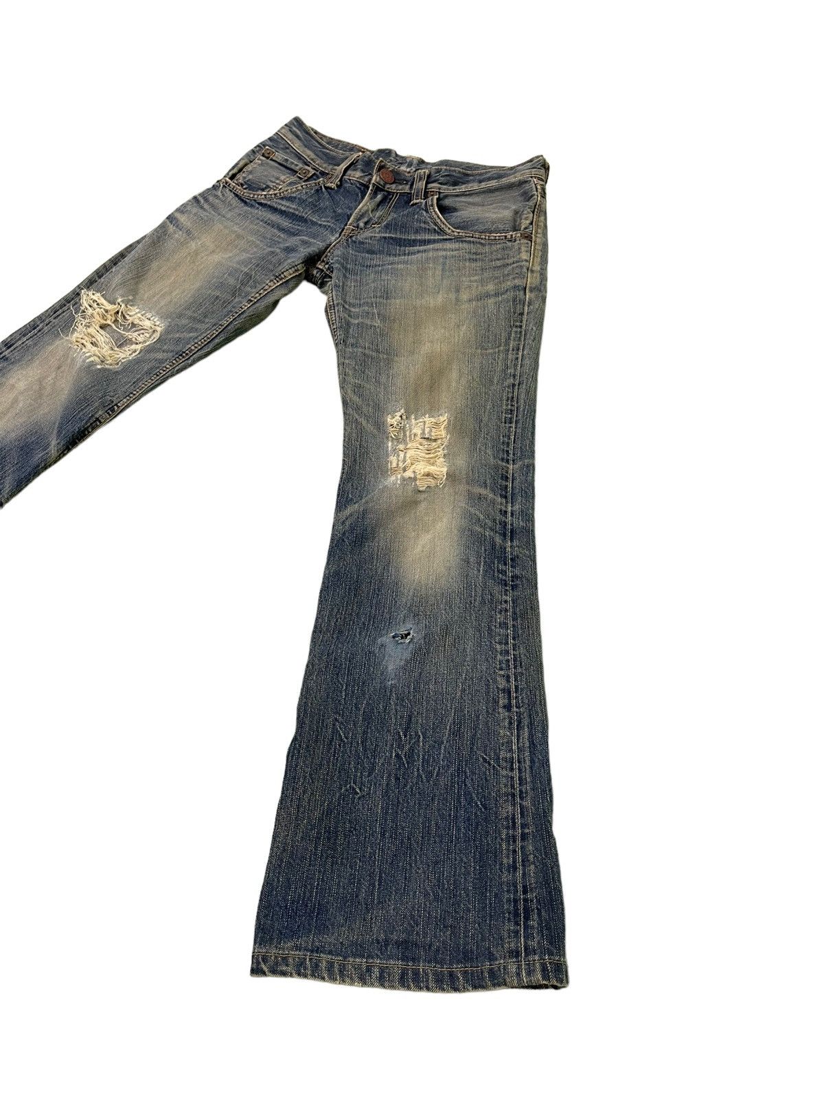 Edwin Flare Jeans Edwin Japan Distres Denim Low Rise Boot Cut 5🟦3 Size US 29 - 3 Thumbnail