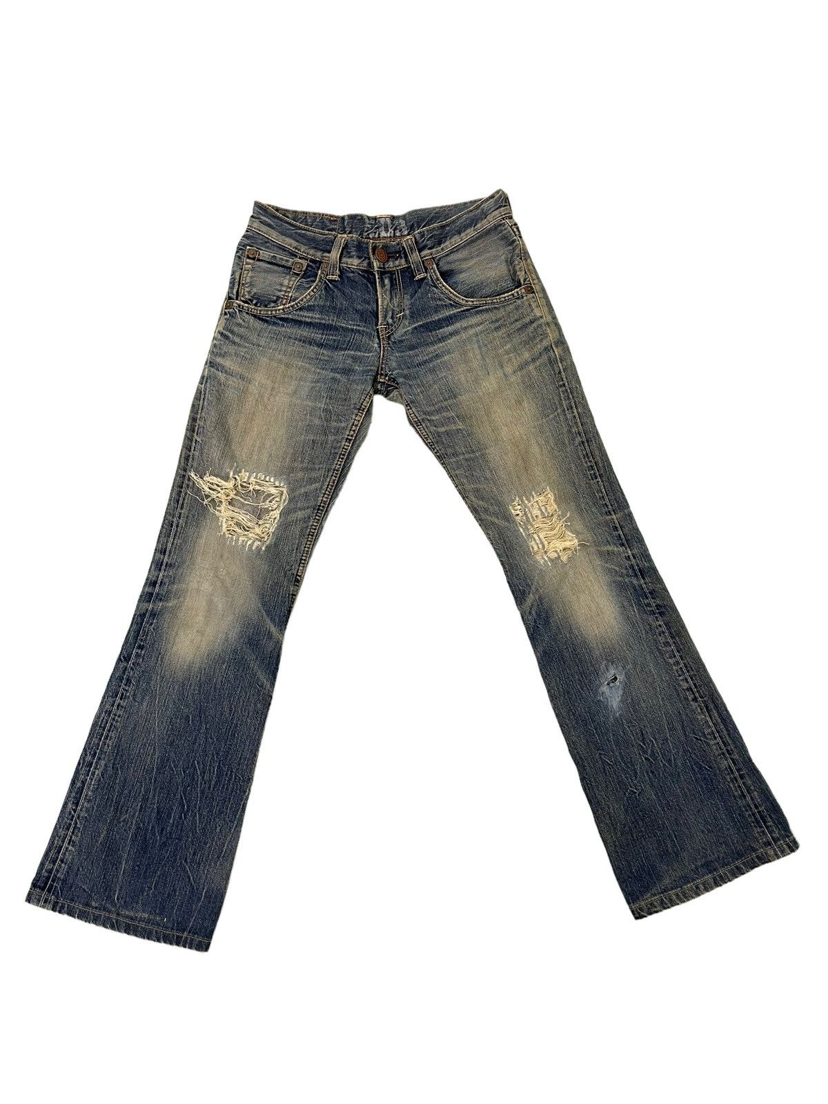 Edwin Flare Jeans Edwin Japan Distres Denim Low Rise Boot Cut 5🟦3 Size US 29 - 2 Thumbnail