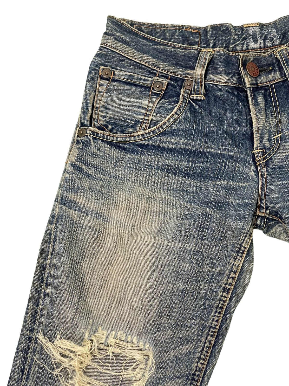 Edwin Flare Jeans Edwin Japan Distres Denim Low Rise Boot Cut 5🟦3 Size US 29 - 9 Thumbnail