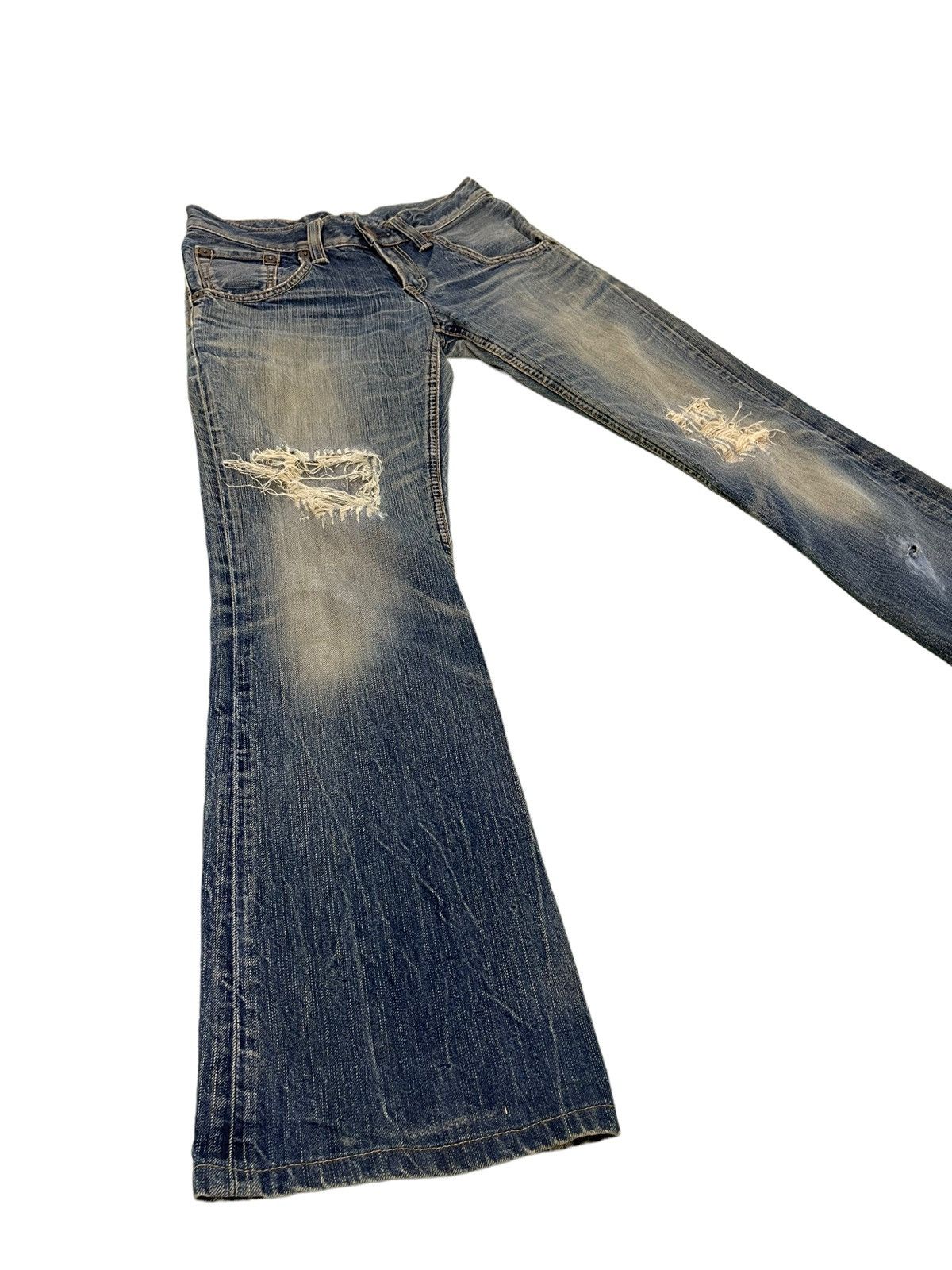 Edwin Flare Jeans Edwin Japan Distres Denim Low Rise Boot Cut 5🟦3 Size US 29 - 1 Thumbnail