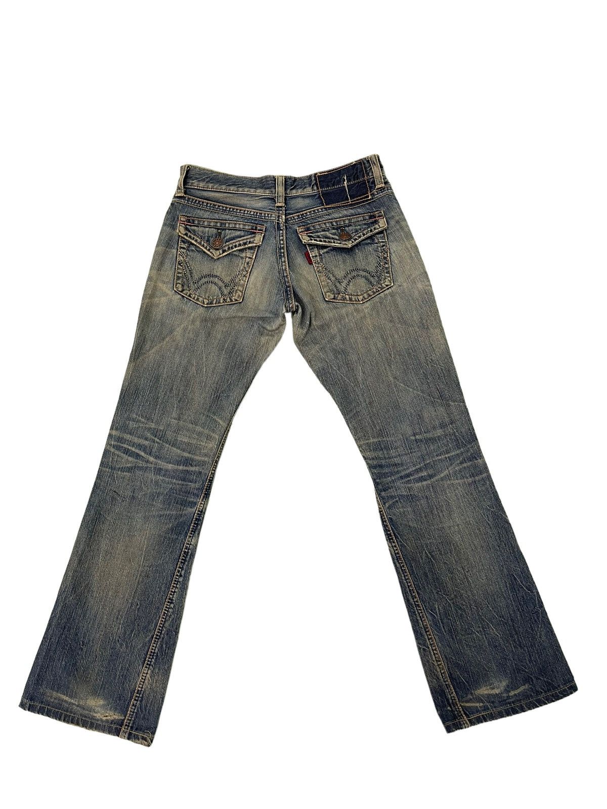 Edwin Flare Jeans Edwin Japan Distres Denim Low Rise Boot Cut 5🟦3 Size US 29 - 12 Thumbnail