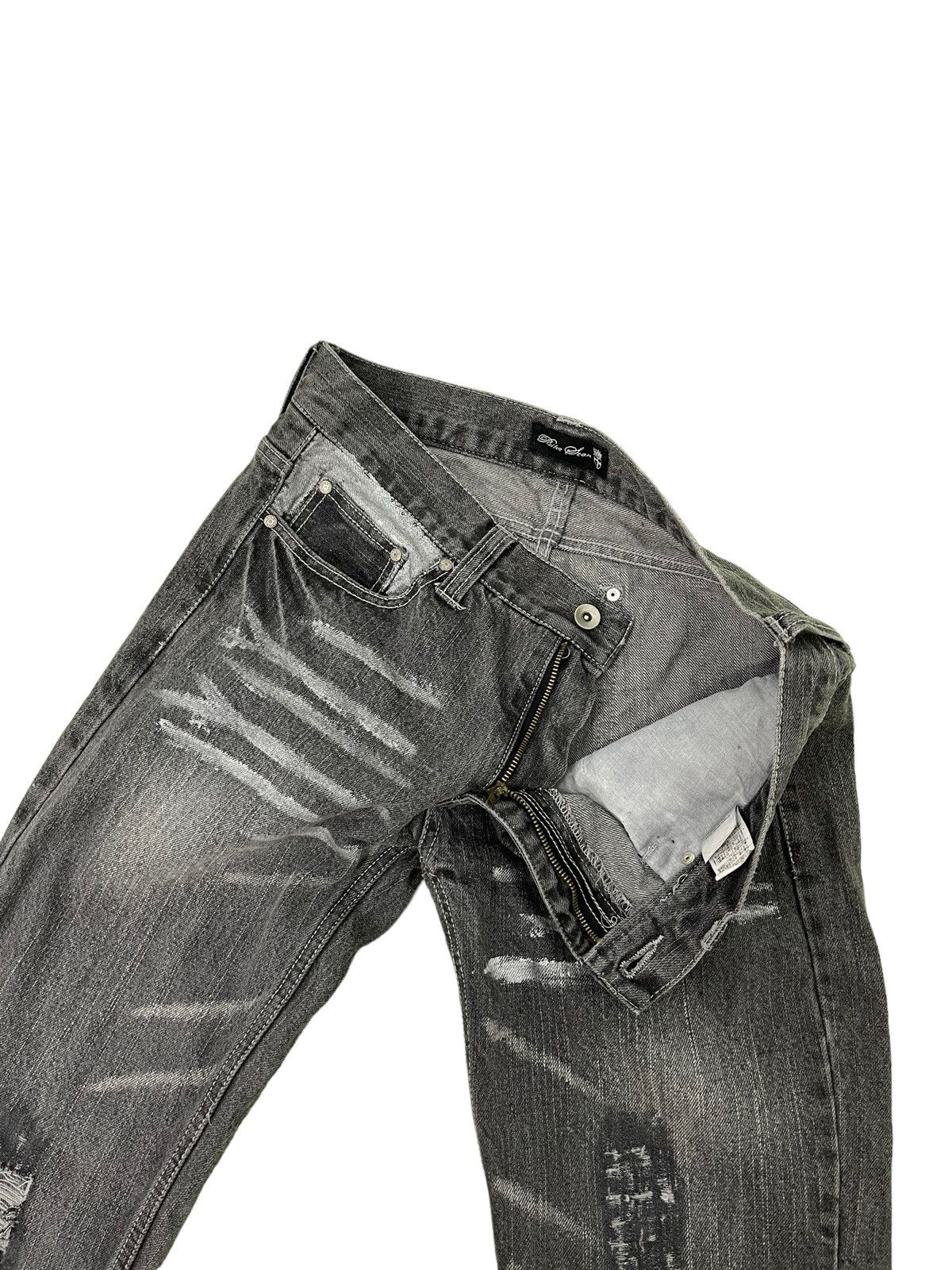 Japanese Brand Flare Jeans Bike Star Distress Denim Painted 5🟦3 Size US 33 - 10 Thumbnail