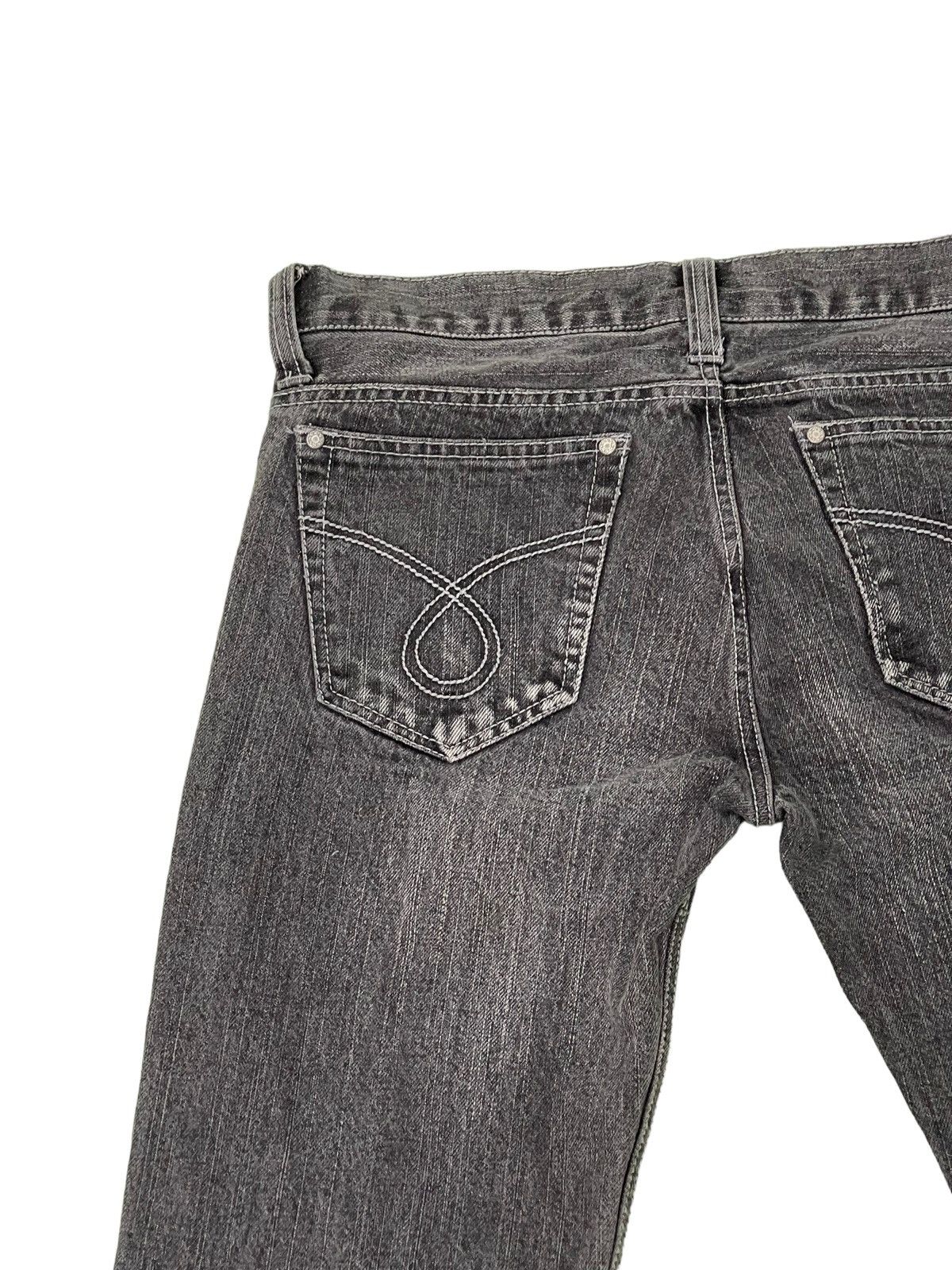 Japanese Brand Flare Jeans Bike Star Distress Denim Painted 5🟦3 Size US 33 - 18 Thumbnail