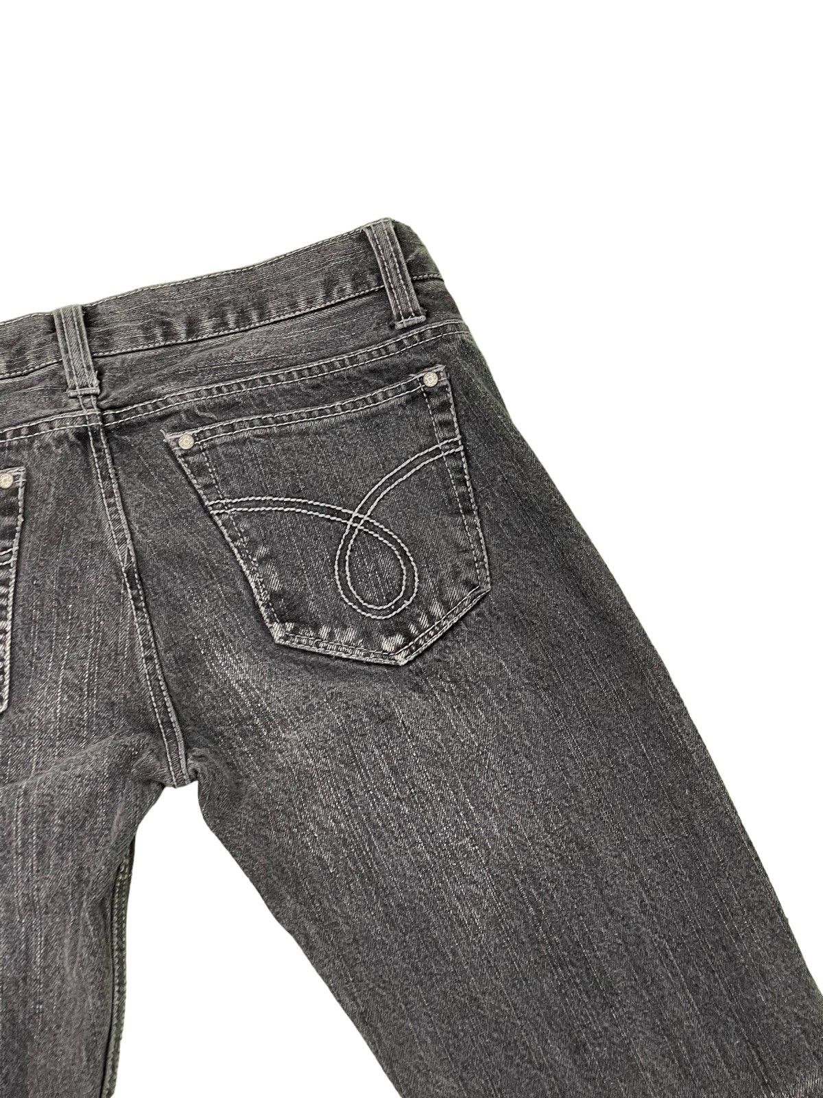 Japanese Brand Flare Jeans Bike Star Distress Denim Painted 5🟦3 Size US 33 - 19 Thumbnail