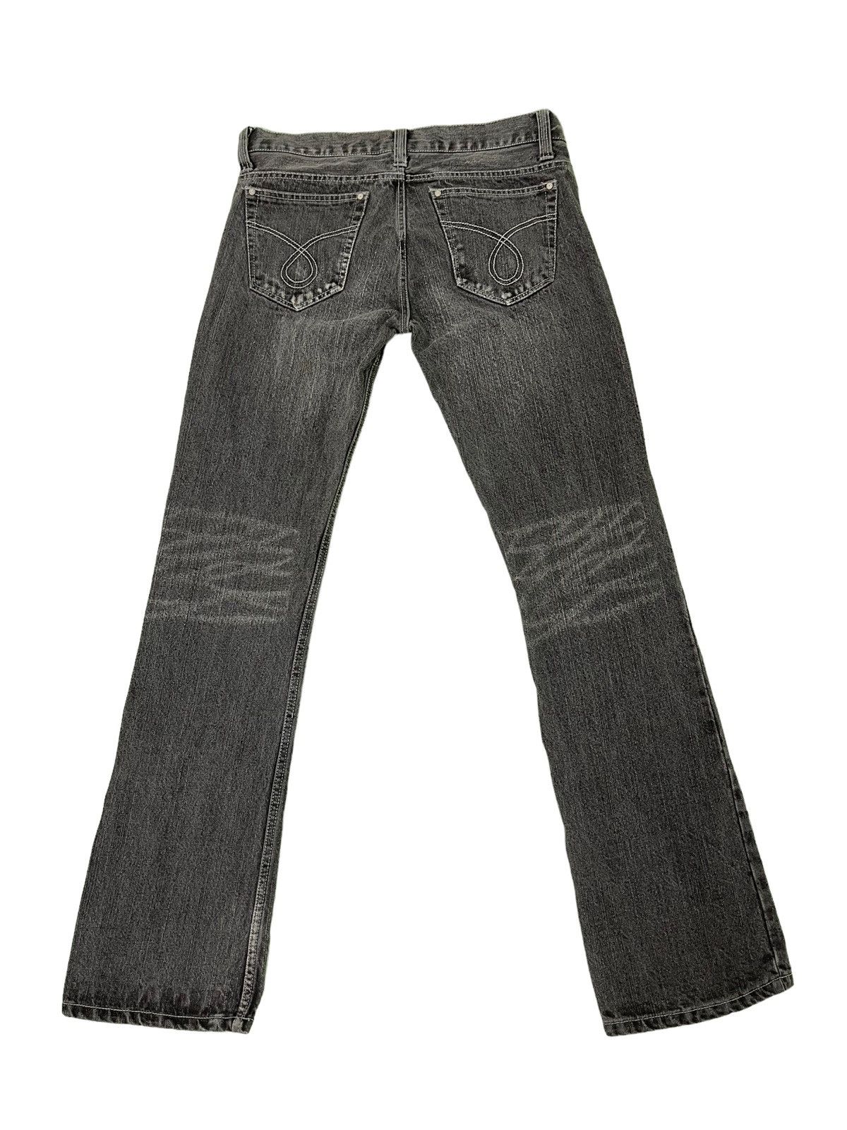Japanese Brand Flare Jeans Bike Star Distress Denim Painted 5🟦3 Size US 33 - 11 Thumbnail