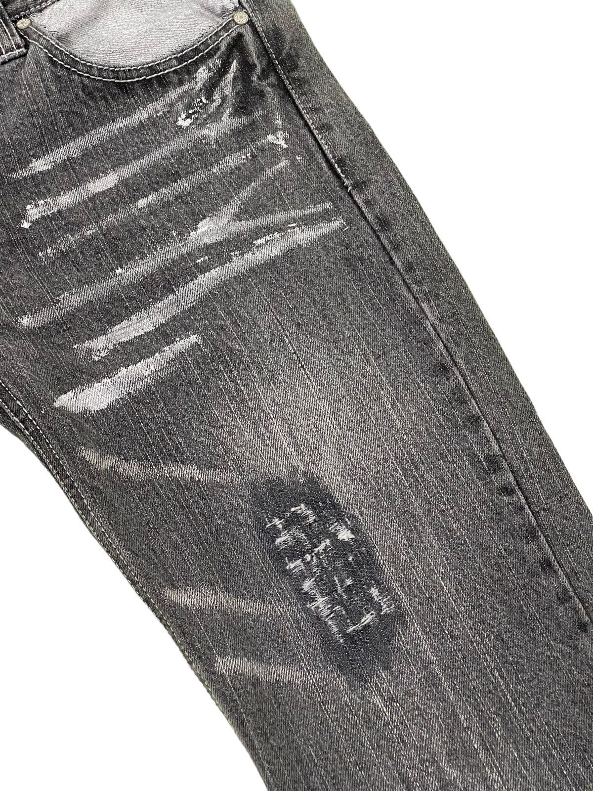 Japanese Brand Flare Jeans Bike Star Distress Denim Painted 5🟦3 Size US 33 - 8 Thumbnail