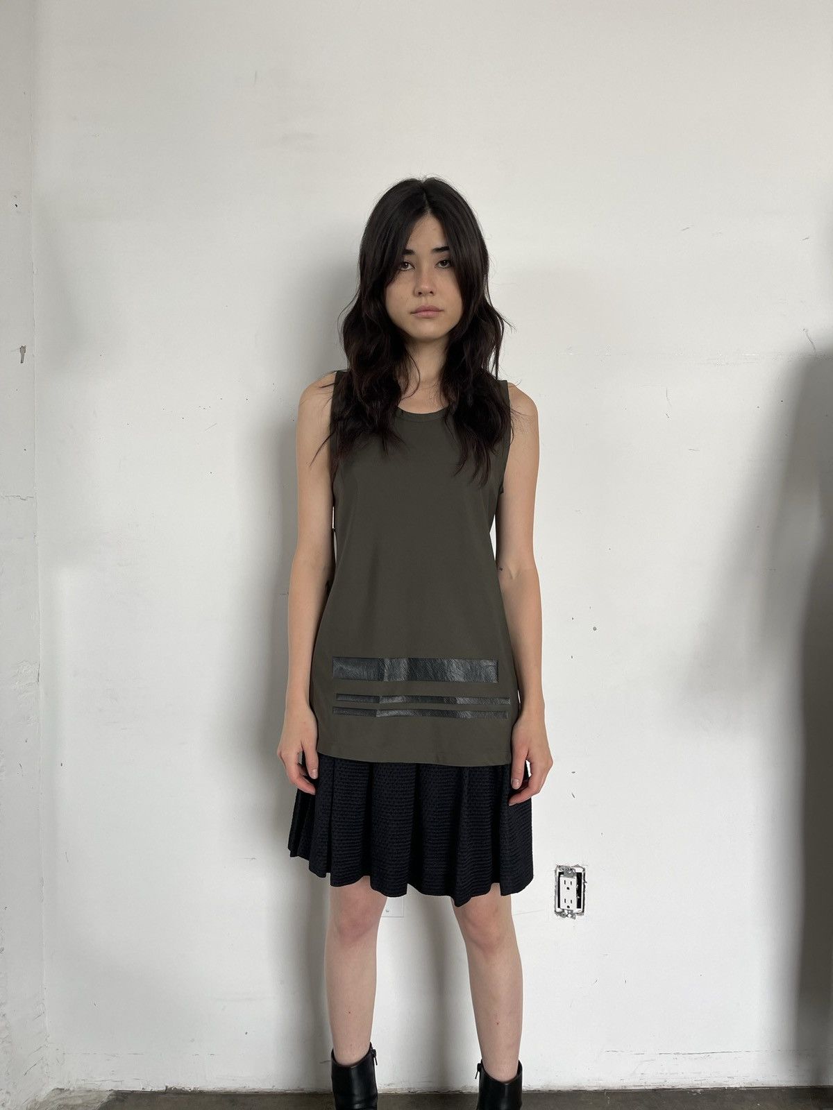image of Helmut Lang Ss1997 Stripe Tank Top in Green, Women's (Size Medium)