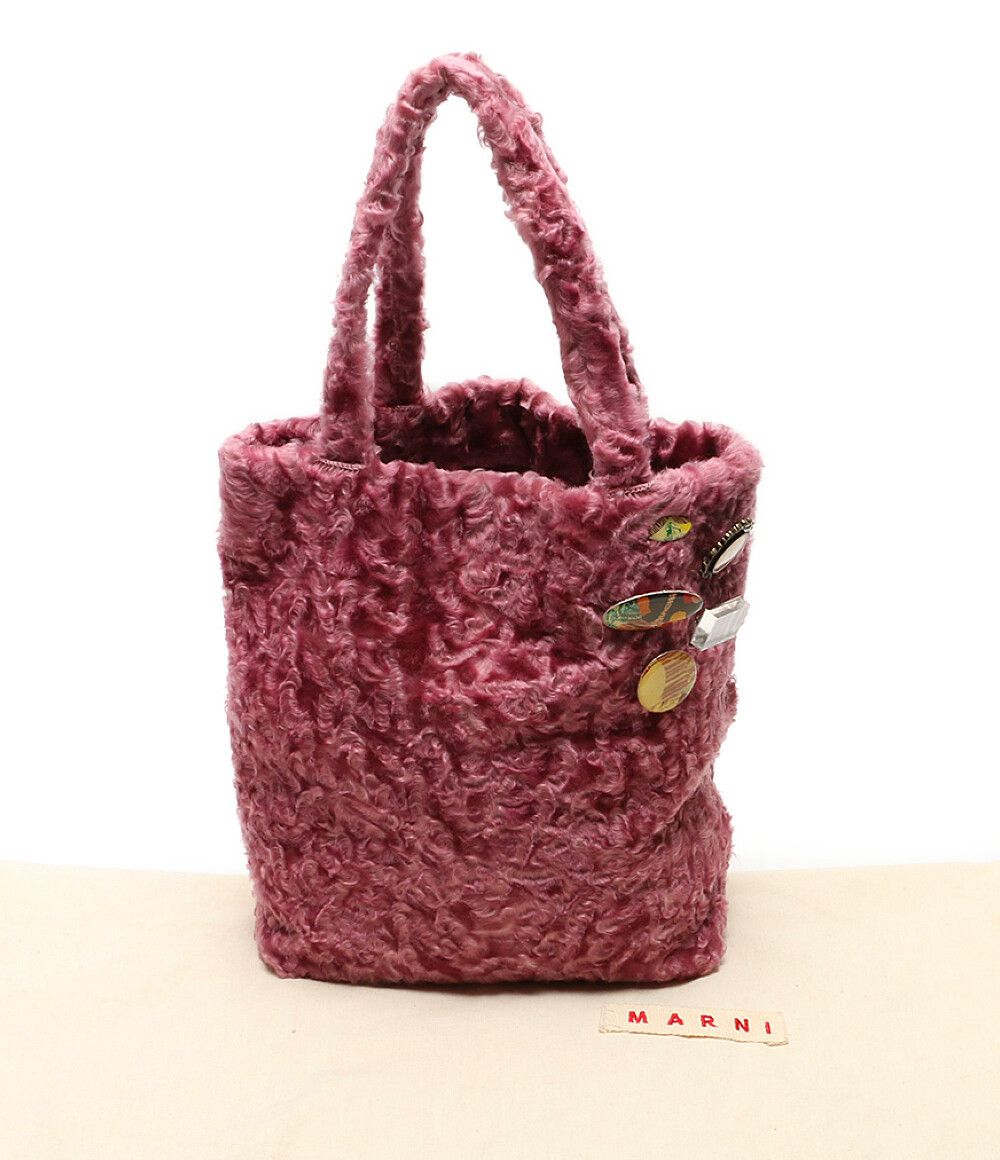 Marni Pink Fur Shoulder / Tote Bag Y2K 2000s Size ONE SIZE - 2 Thumbnail