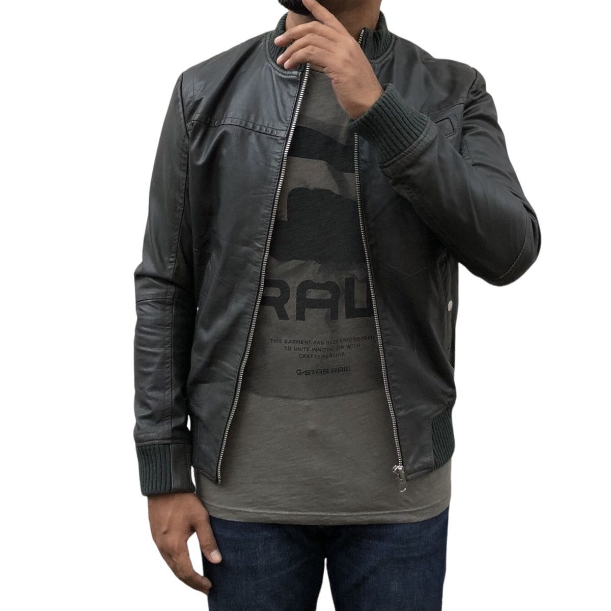 G-Star RAW CORRECTION by G-STAR Leather Full Zip Bomber Jacket Size US S / EU 44-46 / 1 - 5 Thumbnail