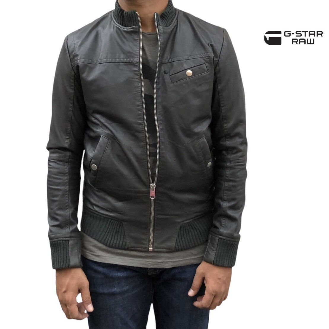 G-Star RAW CORRECTION by G-STAR Leather Full Zip Bomber Jacket Size US S / EU 44-46 / 1 - 1 Thumbnail