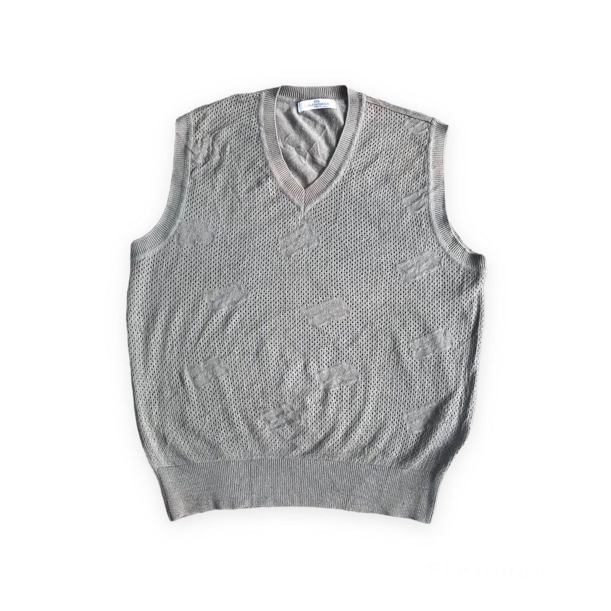 image of 90's Balenciaga Knitwear Green Bb Logo in Soft Green, Women's (Size Medium)