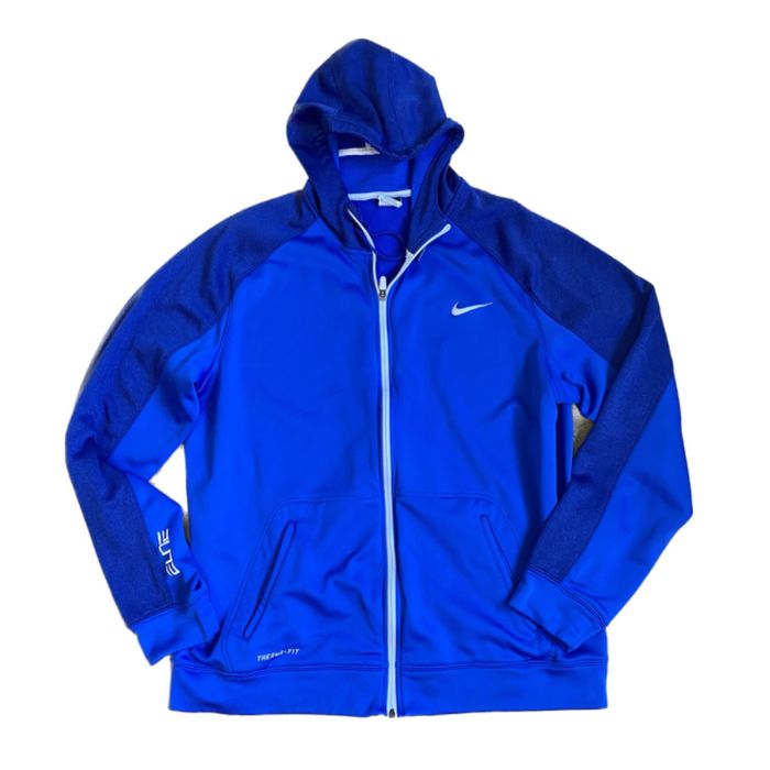 Nike Nike Elite Zip Up Hoodie Jacket XXL Therma Fit Blue White Grailed