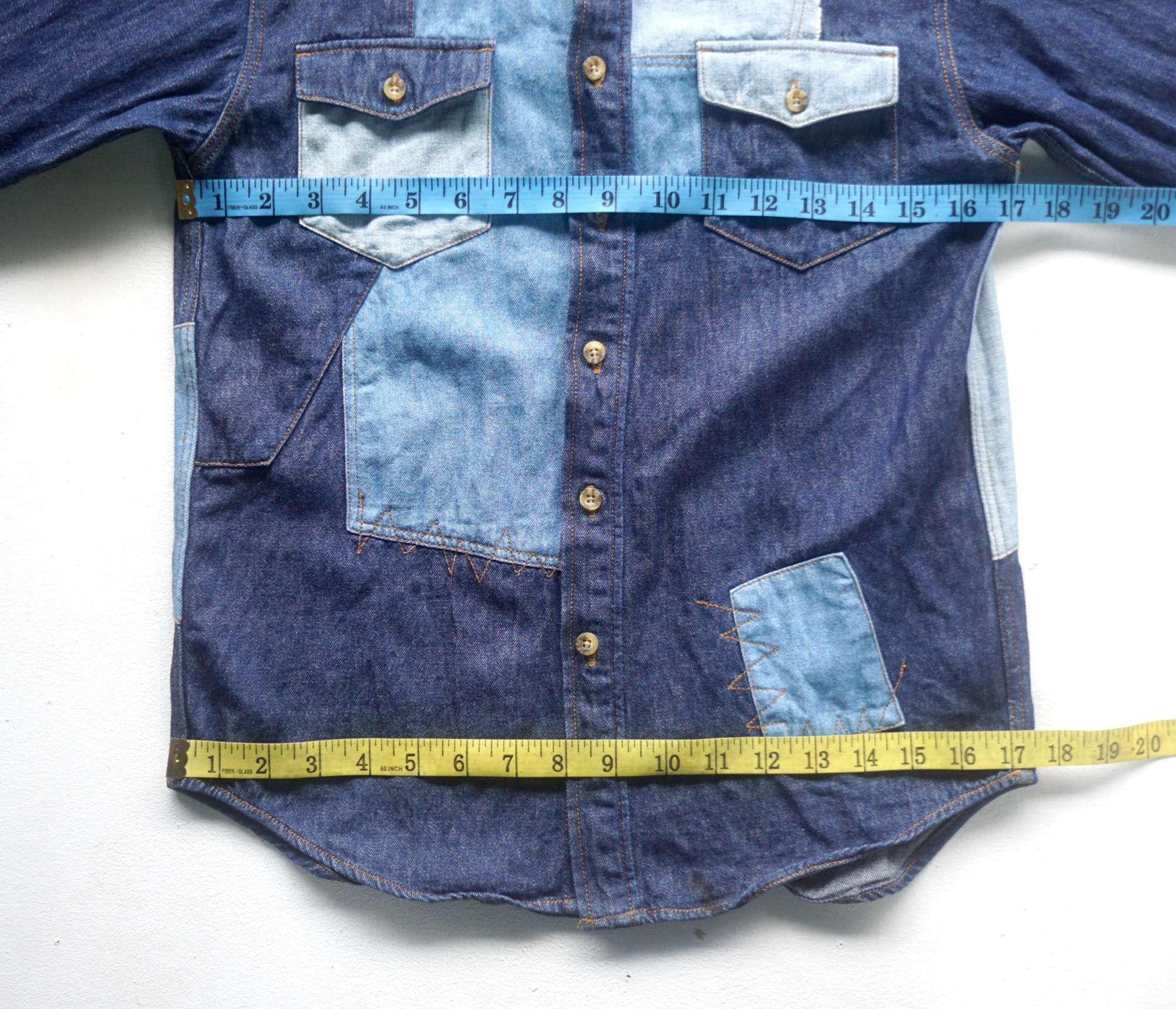 Japanese Brand LITTLE WE Patchwork Denim Shirt Size US S / EU 44-46 / 1 - 13 Thumbnail