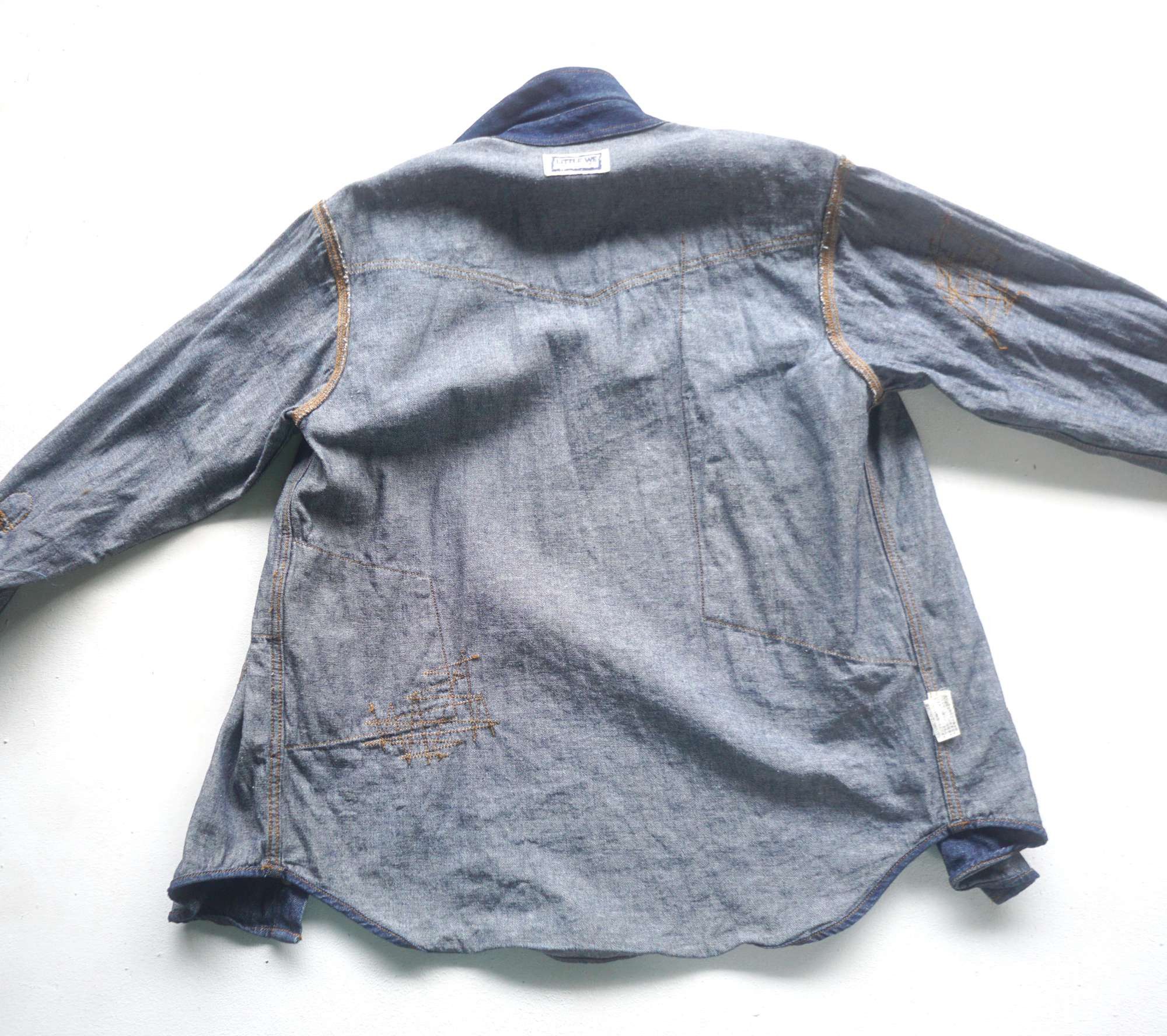 Japanese Brand LITTLE WE Patchwork Denim Shirt Size US S / EU 44-46 / 1 - 12 Thumbnail